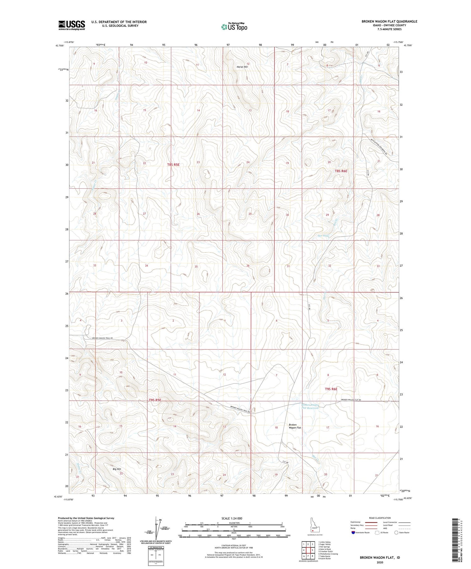 Broken Wagon Flat Idaho US Topo Map Image