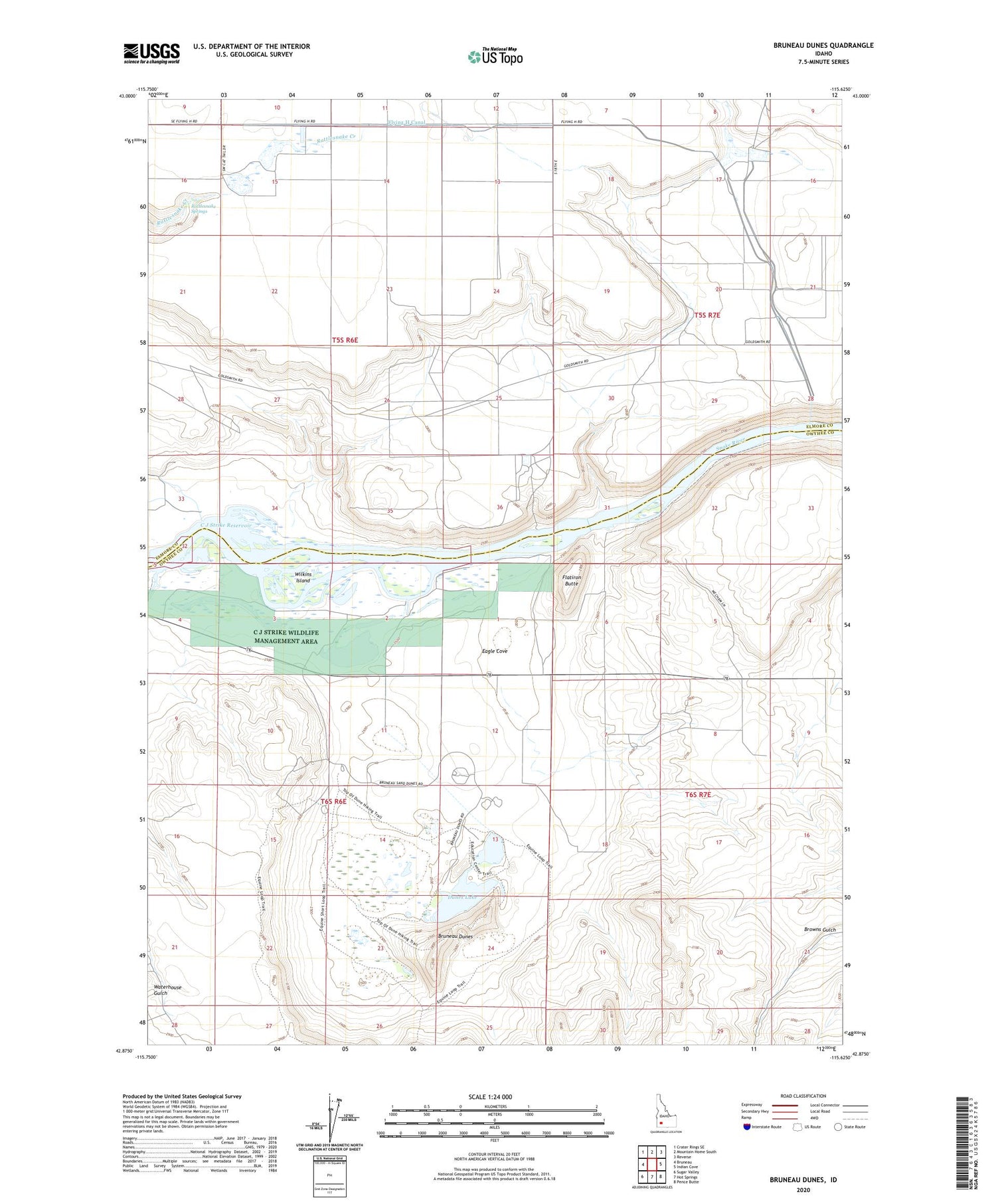 Bruneau Dunes Idaho US Topo Map Image