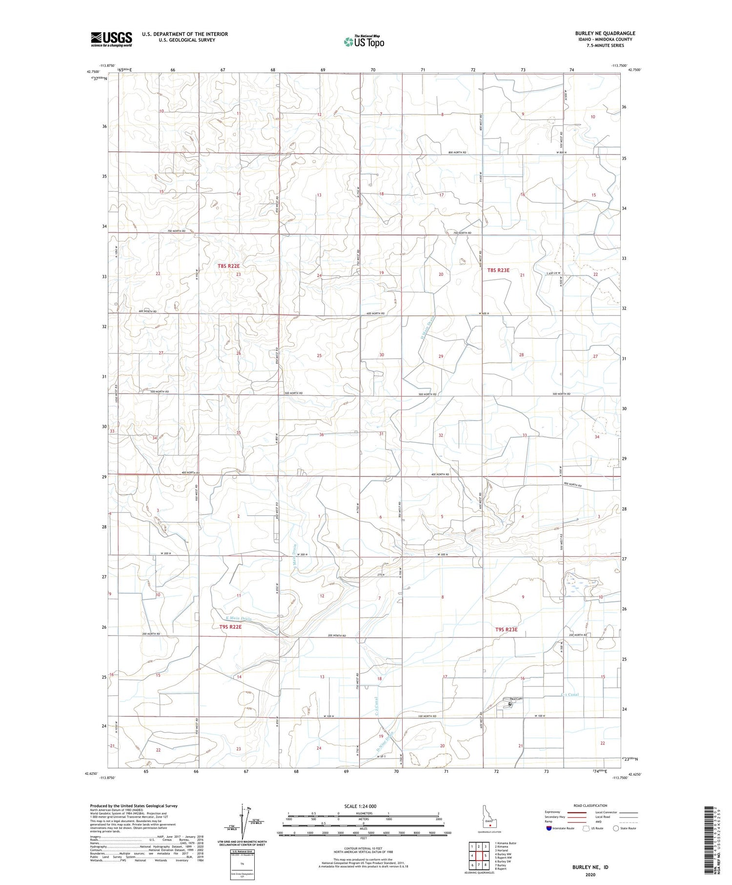 Burley NE Idaho US Topo Map Image