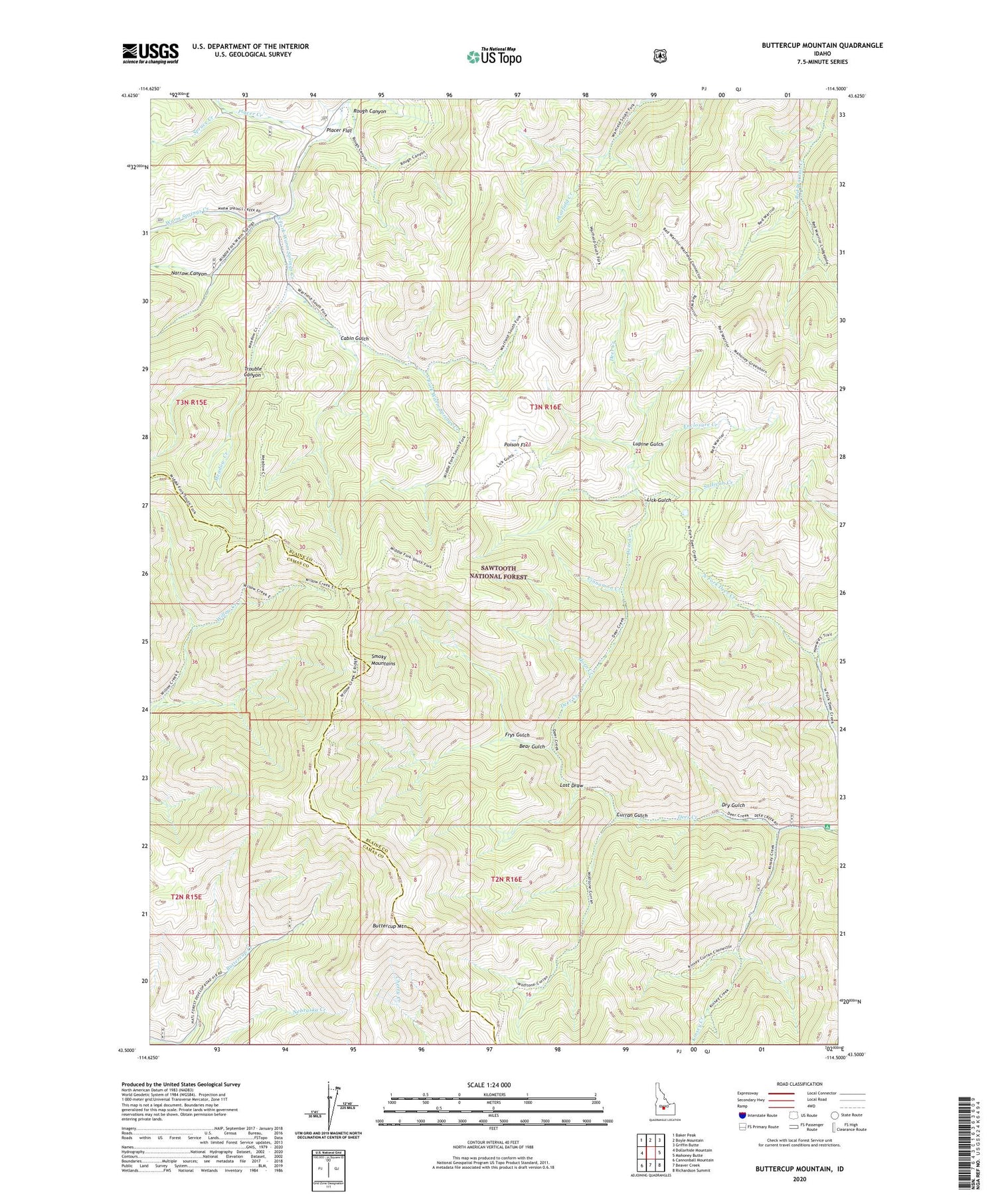 Buttercup Mountain Idaho US Topo Map Image