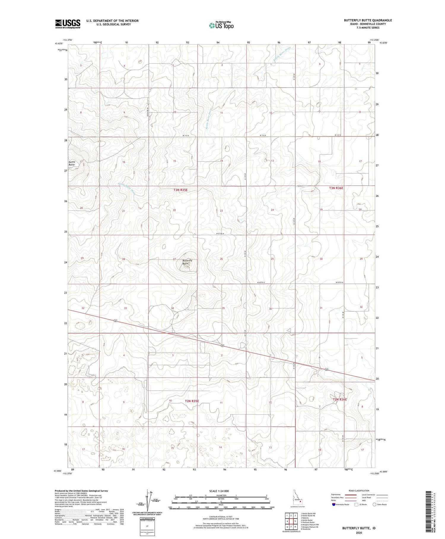 Butterfly Butte Idaho US Topo Map Image