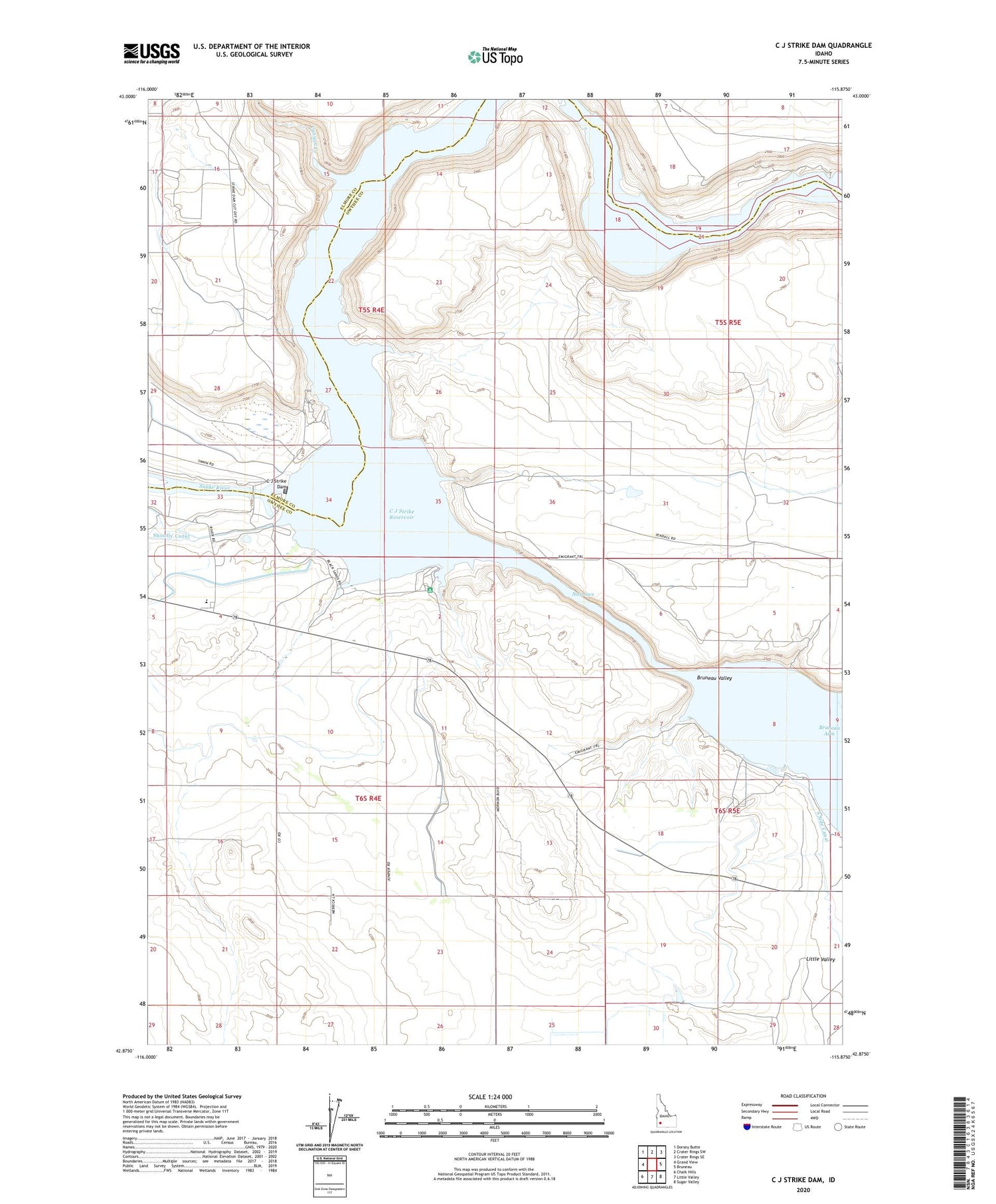 C J Strike Dam Idaho US Topo Map Image