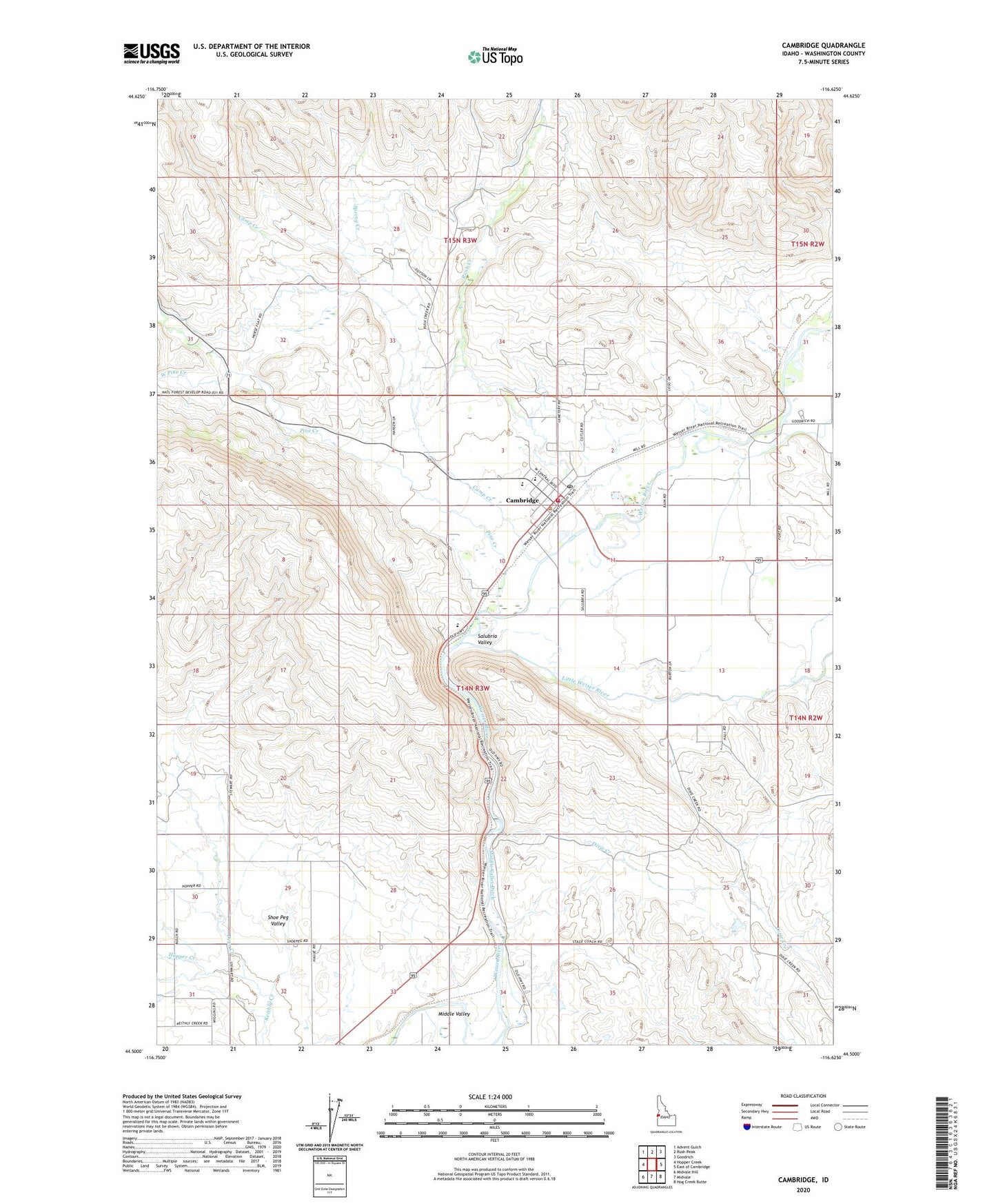 Cambridge Idaho US Topo Map Image