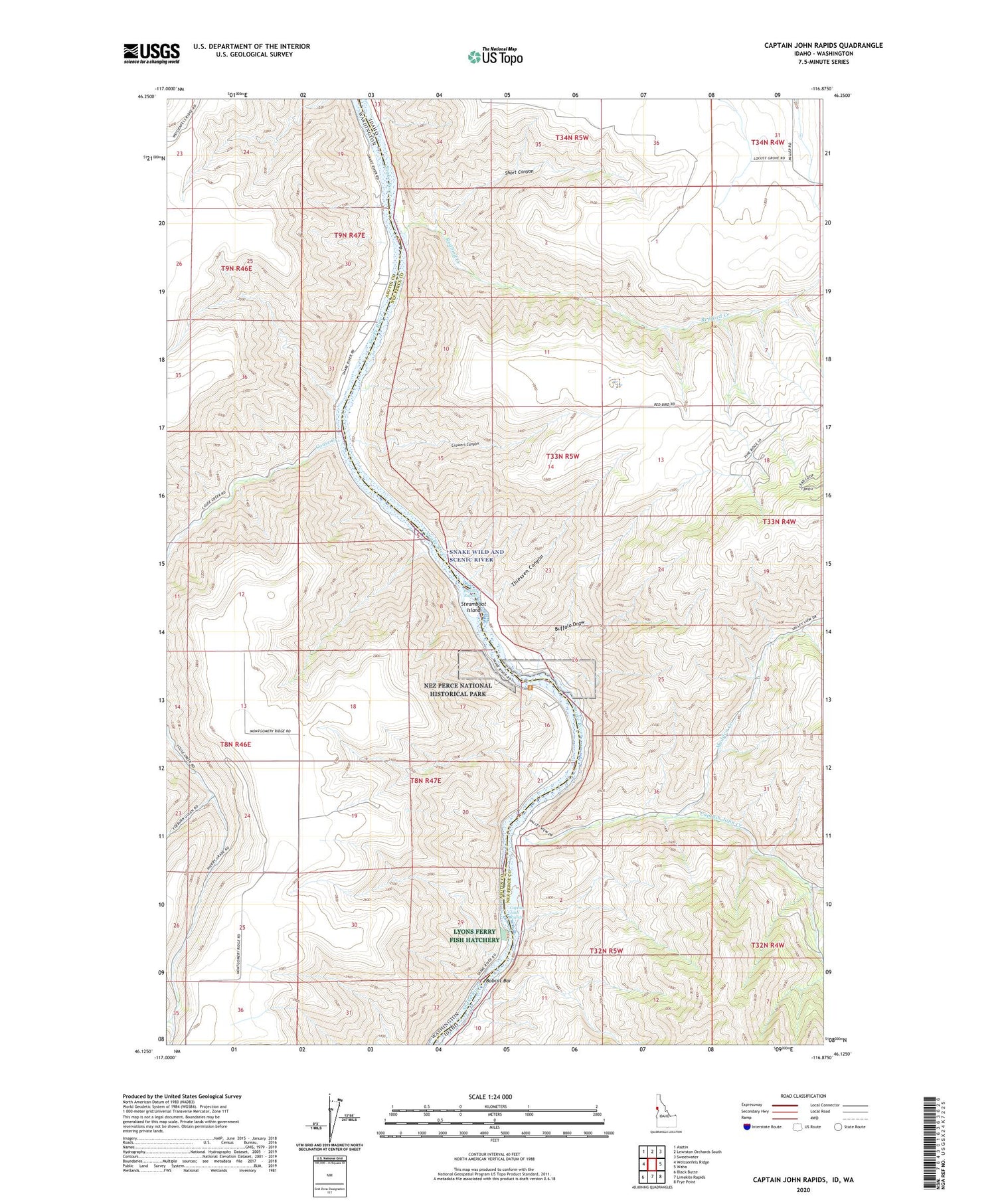 Captain John Rapids Idaho US Topo Map Image