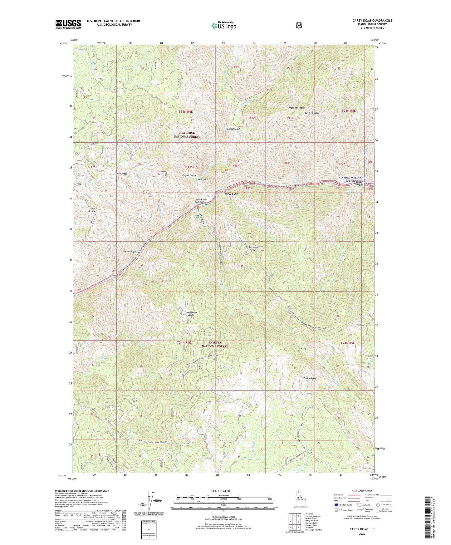 Carey Dome Idaho US Topo Map Image