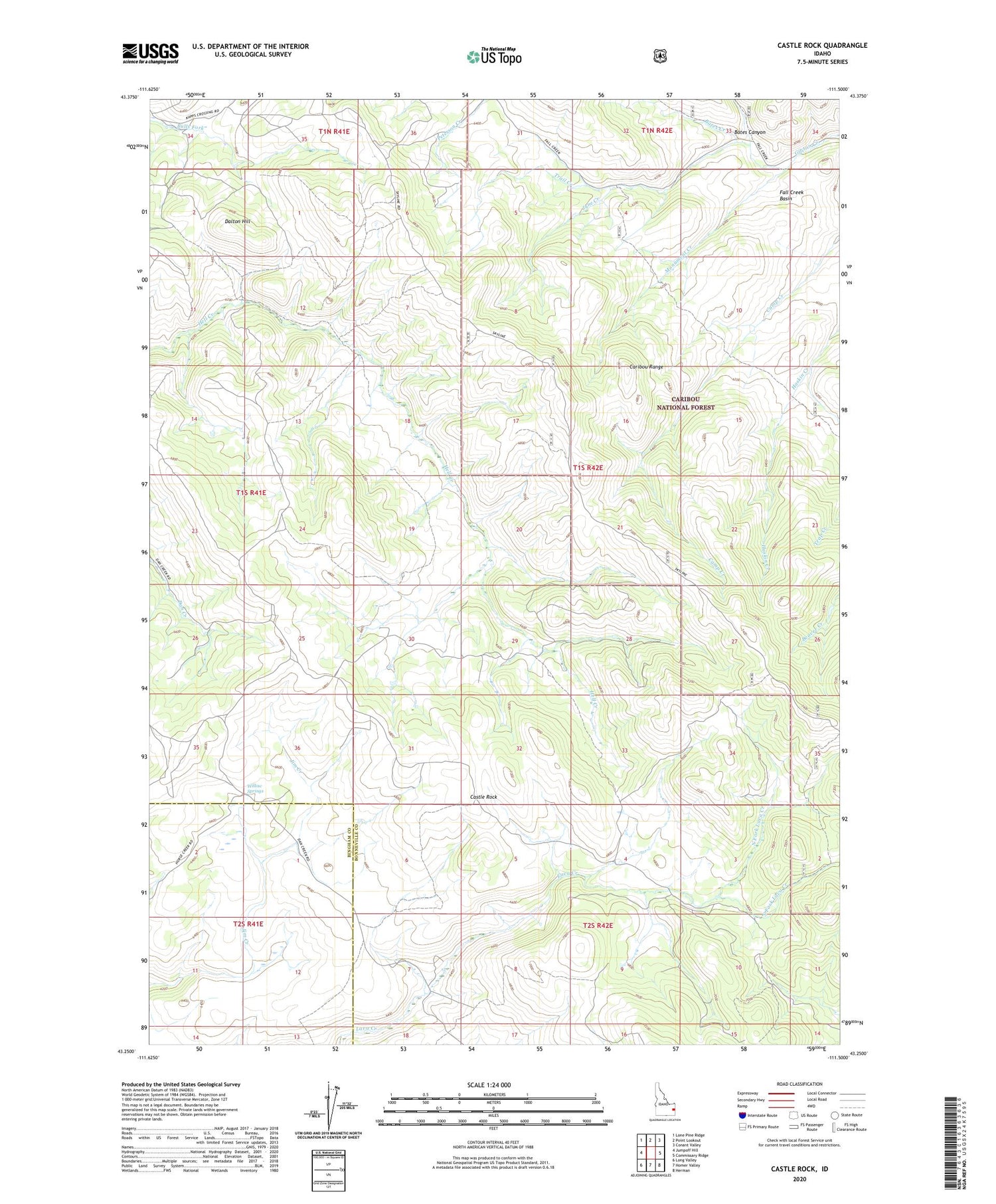 Castle Rock Idaho US Topo Map Image