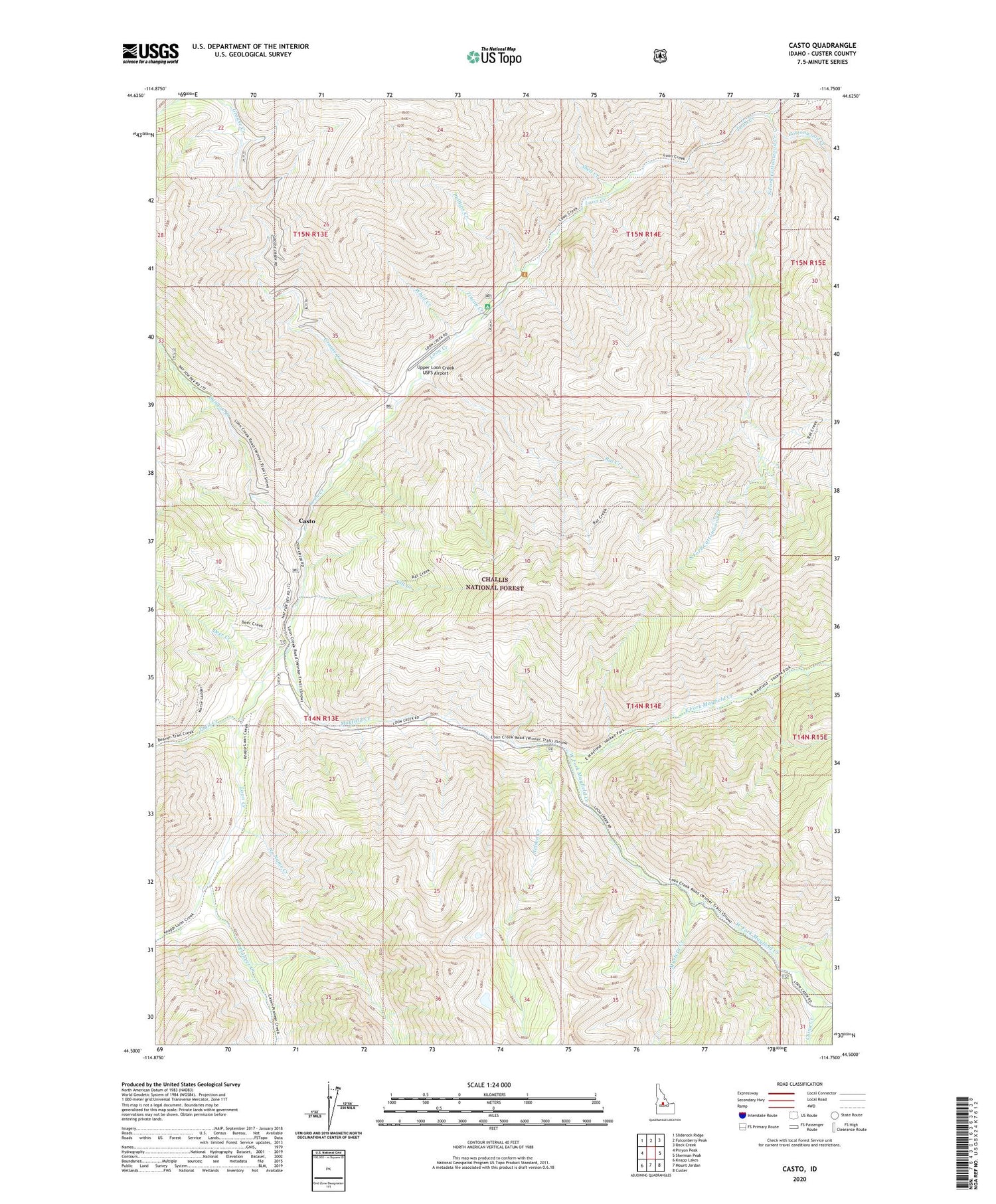 Casto Idaho US Topo Map Image