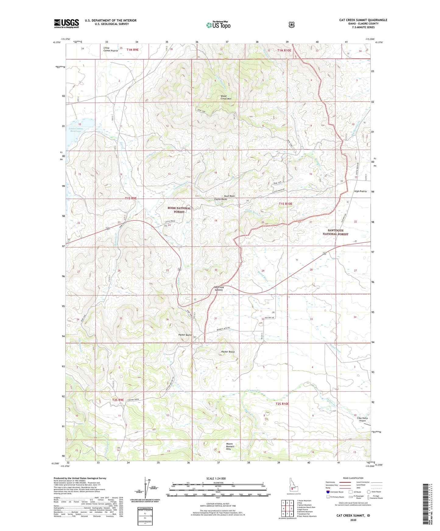 Cat Creek Summit Idaho US Topo Map Image