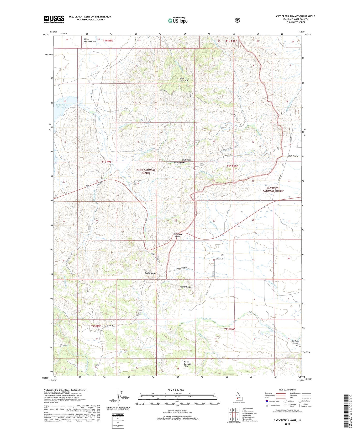 Cat Creek Summit Idaho US Topo Map Image