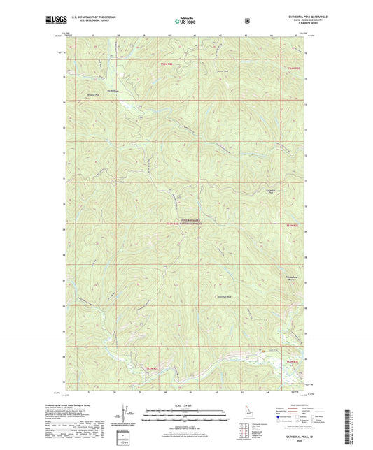 Cathedral Peak Idaho US Topo Map Image