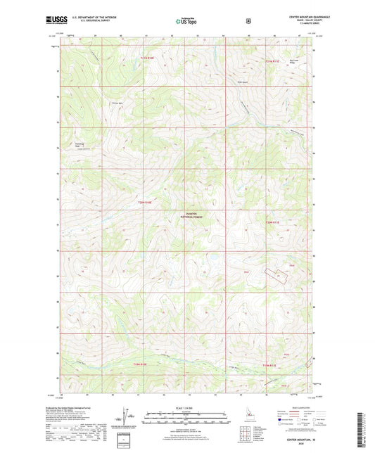 Center Mountain Idaho US Topo Map Image