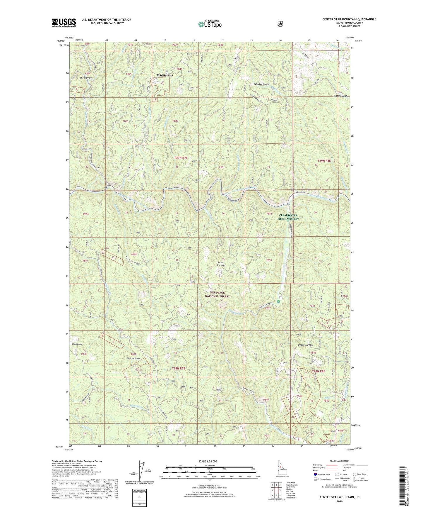 Center Star Mountain Idaho US Topo Map Image