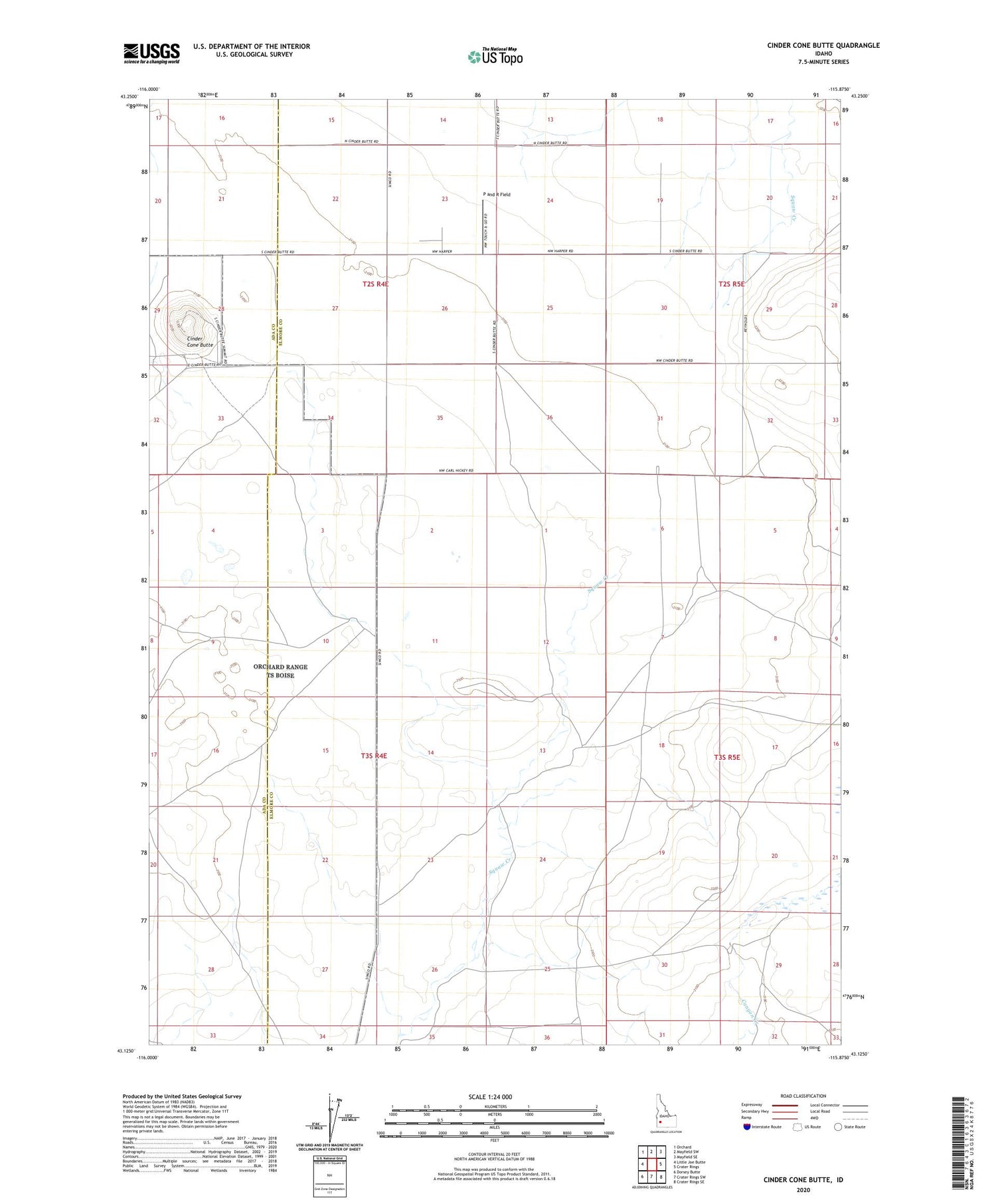 Cinder Cone Butte Idaho US Topo Map Image