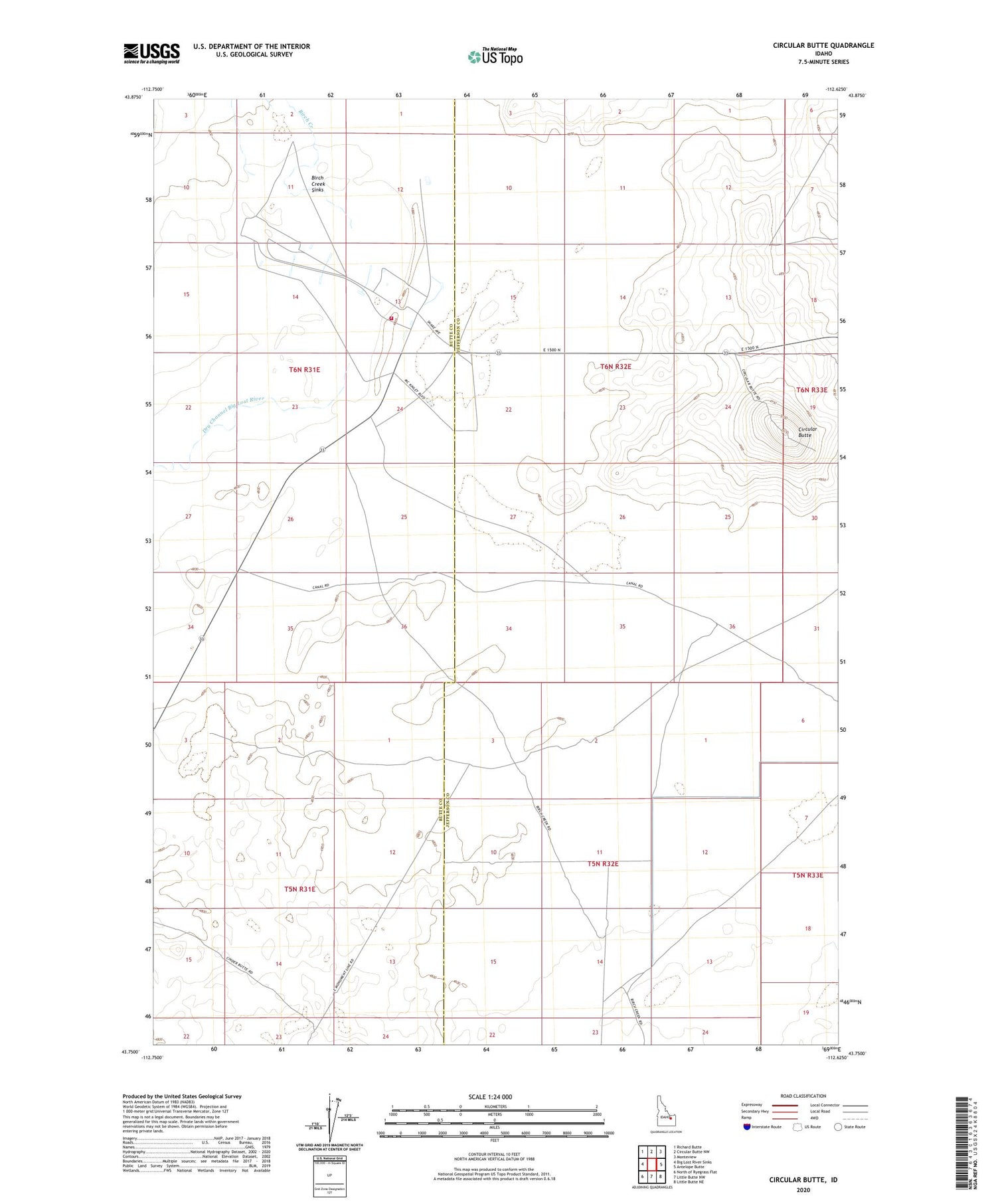 Circular Butte Idaho US Topo Map Image