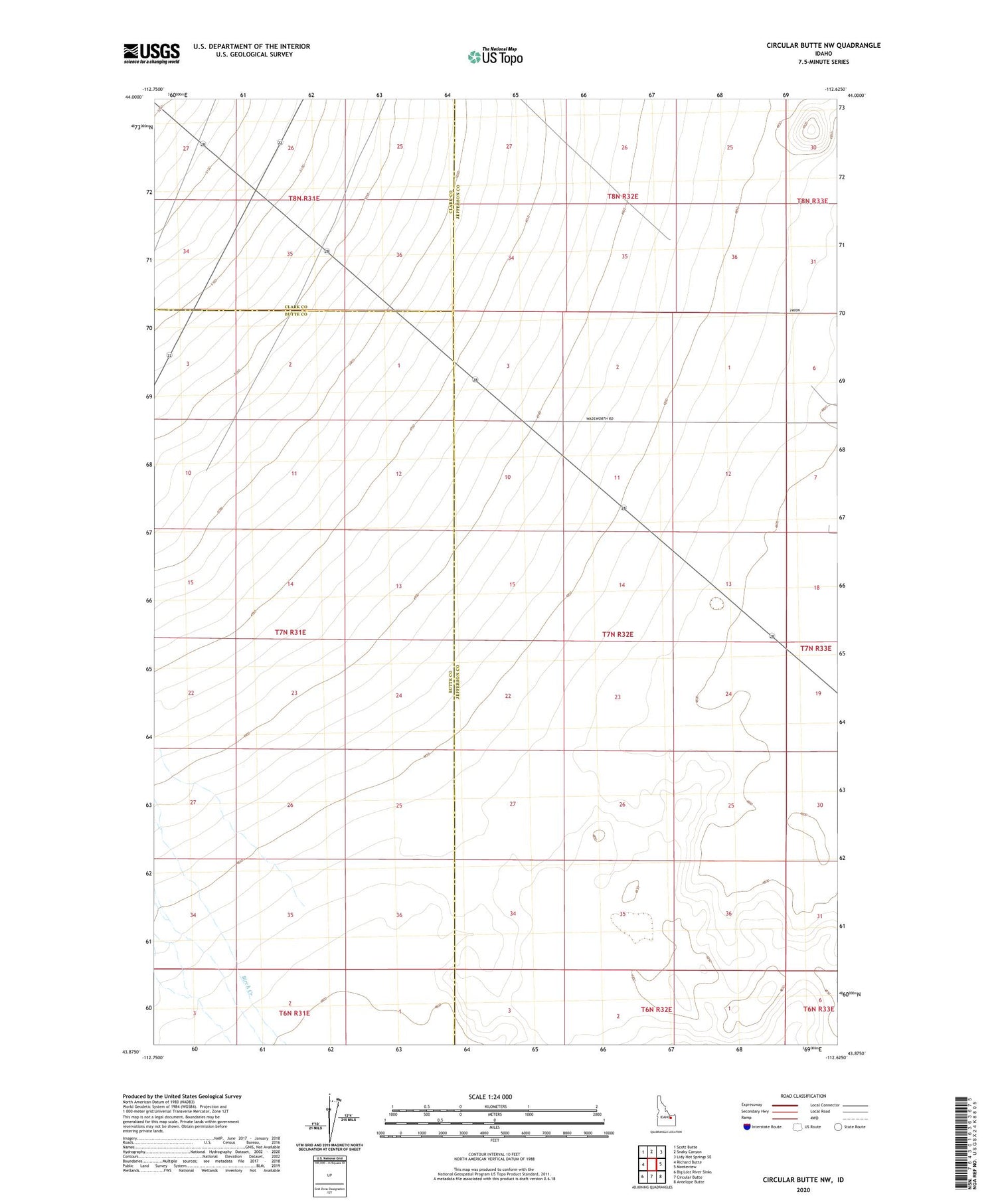 Circular Butte NW Idaho US Topo Map Image