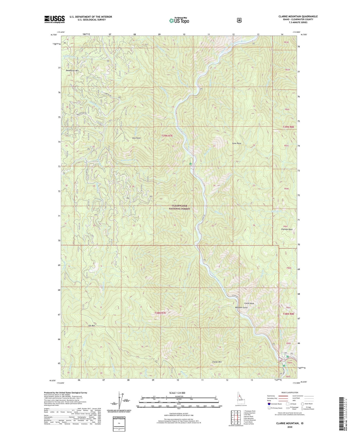 Clarke Mountain Idaho US Topo Map Image