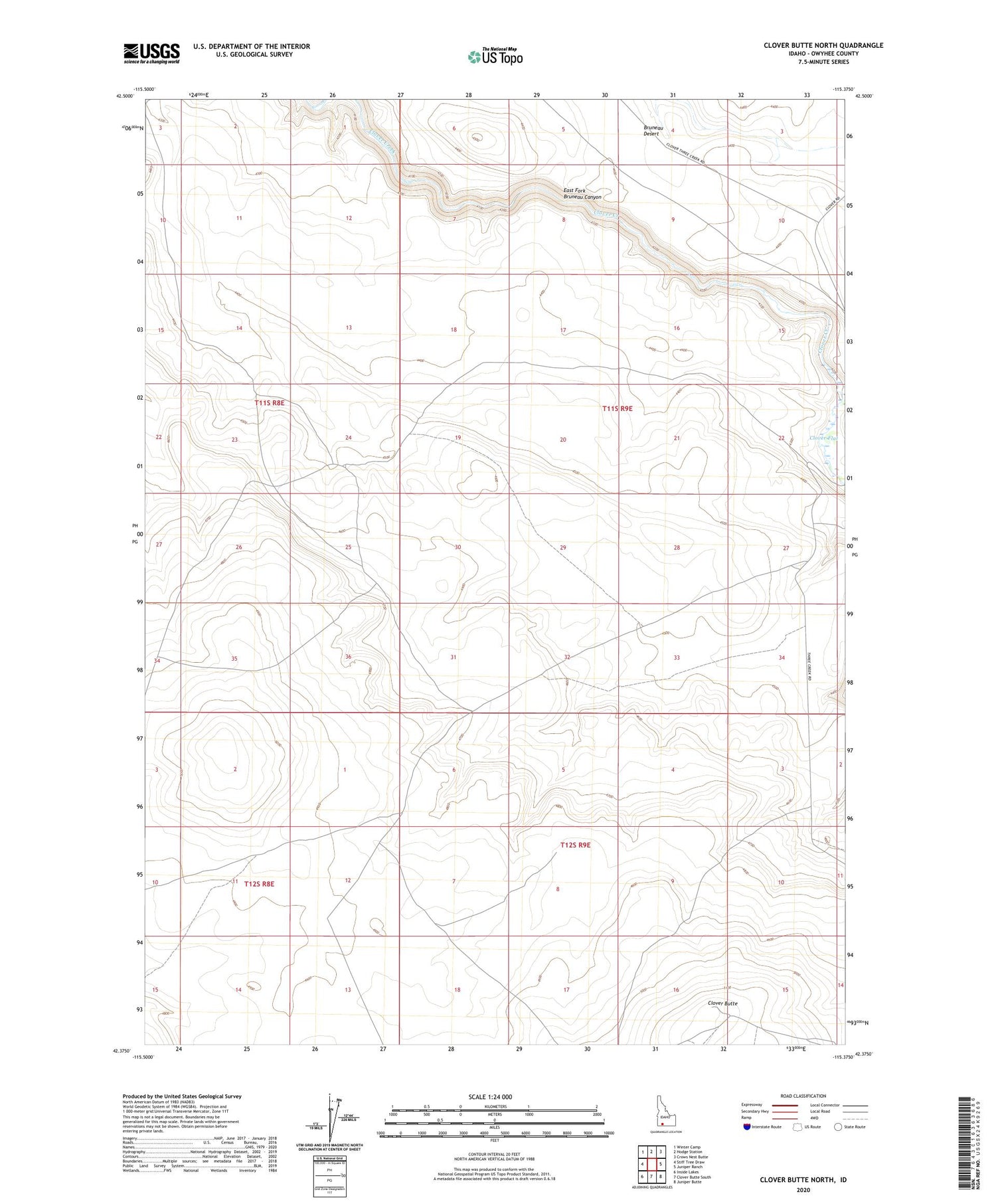 Clover Butte North Idaho US Topo Map Image