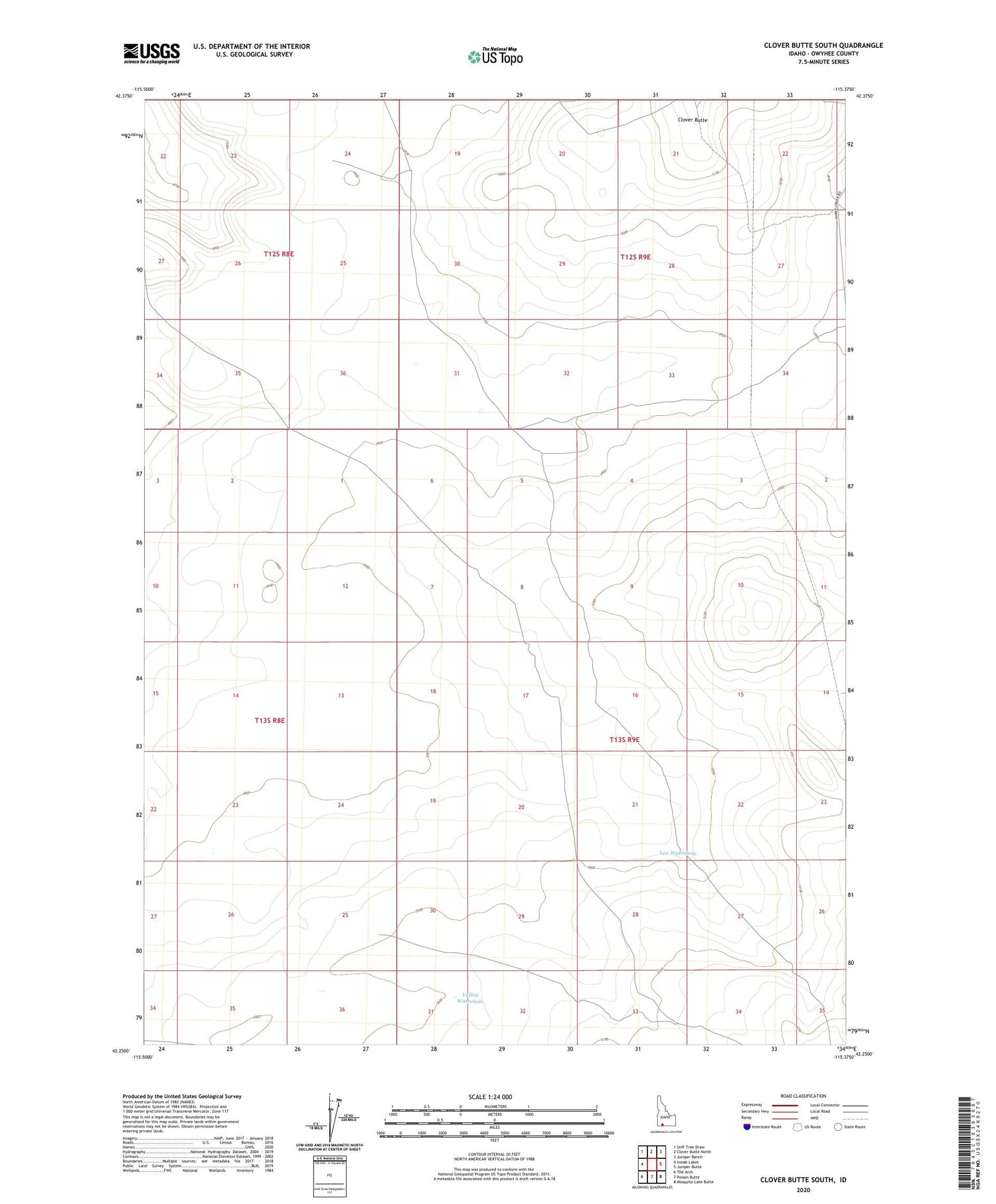 Clover Butte South Idaho US Topo Map Image