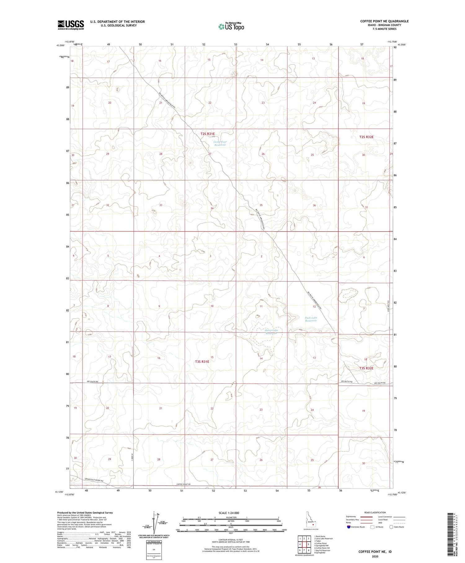 Coffee Point NE Idaho US Topo Map Image