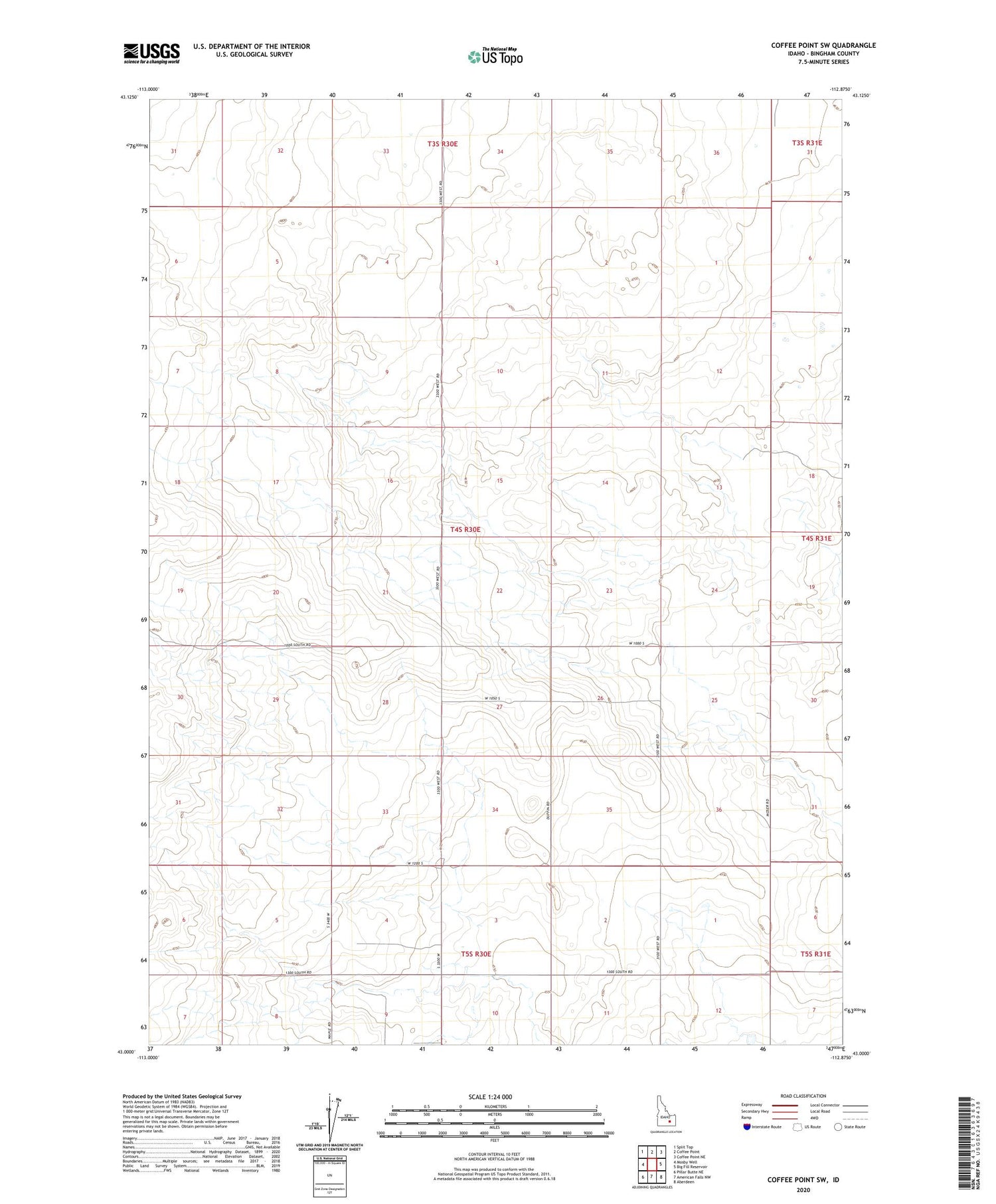 Coffee Point SW Idaho US Topo Map Image