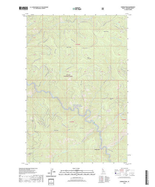 Conrad Peak Idaho US Topo Map Image