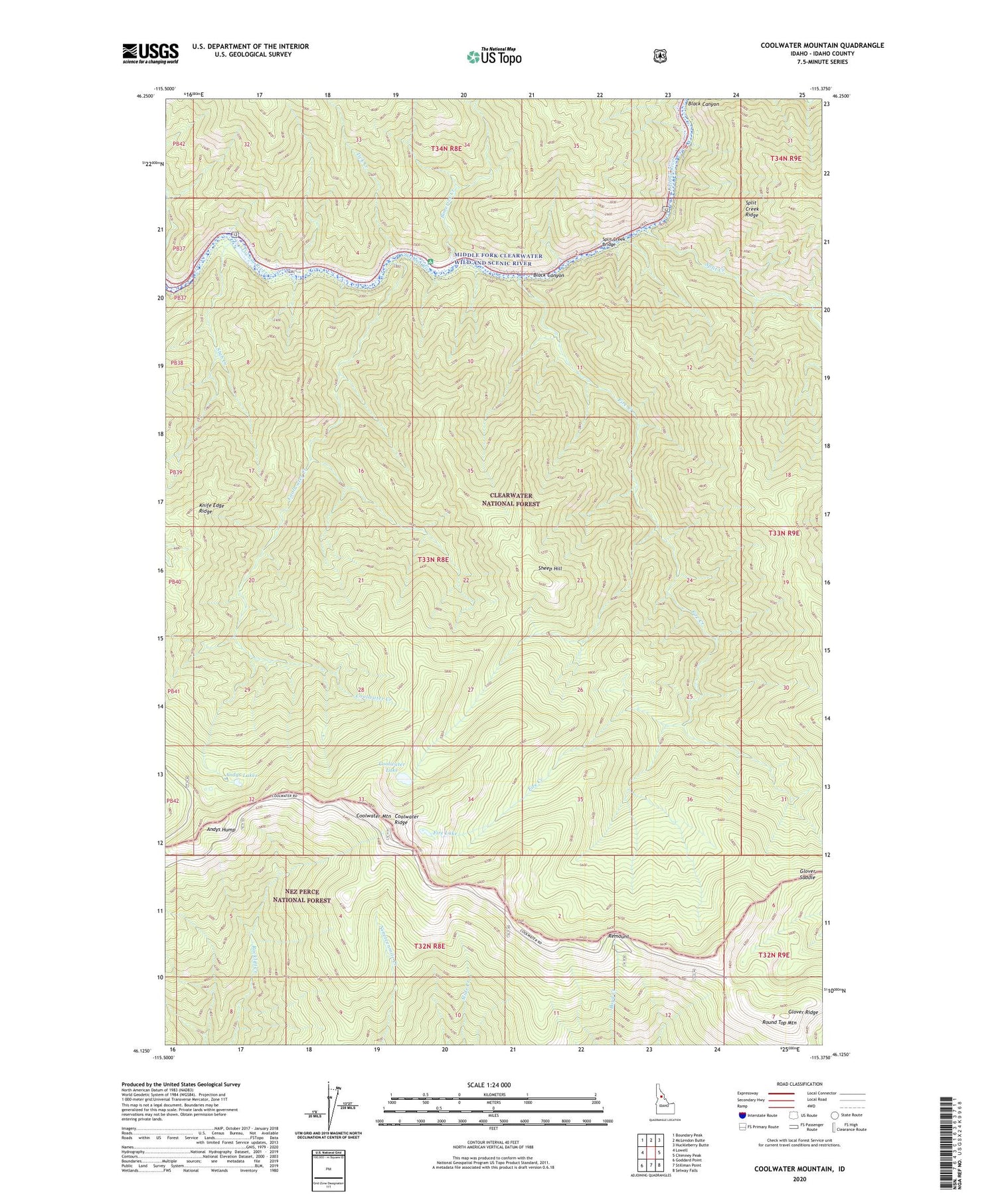 Coolwater Mountain Idaho US Topo Map Image