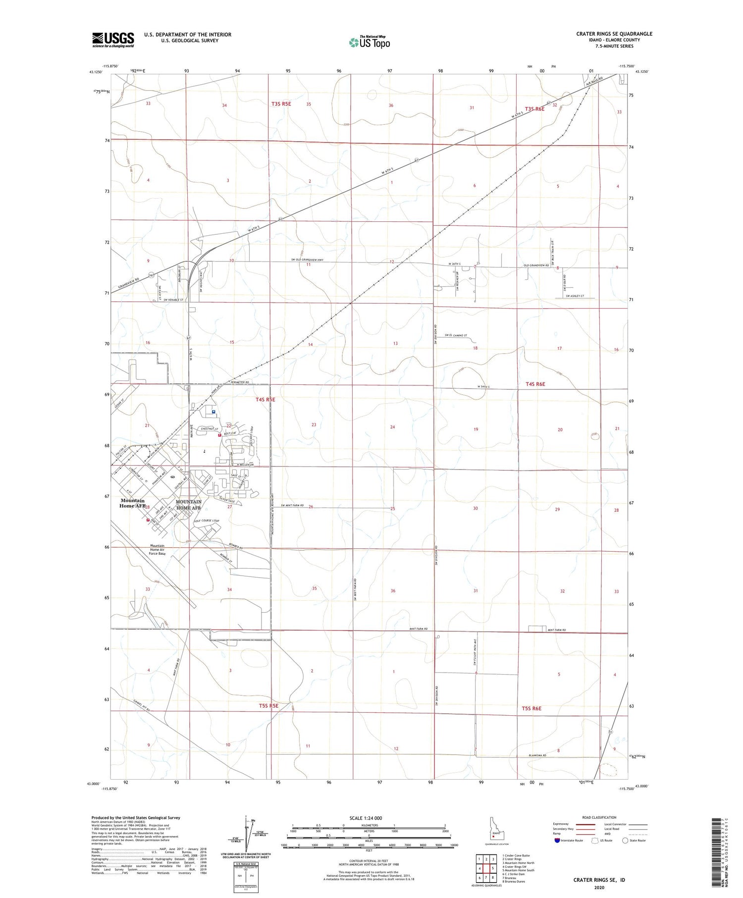 Crater Rings SE Idaho US Topo Map Image