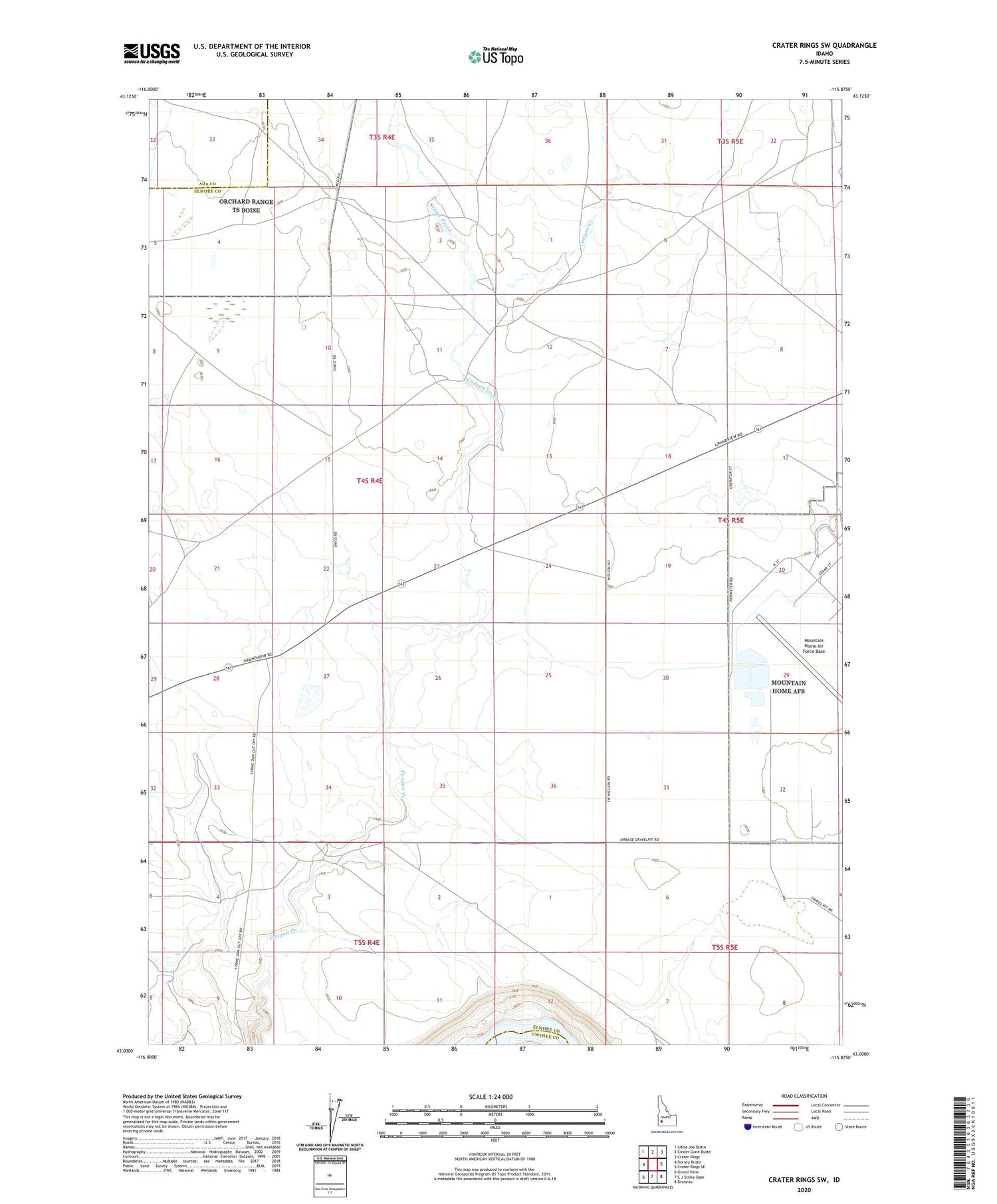 Crater Rings SW Idaho US Topo Map Image