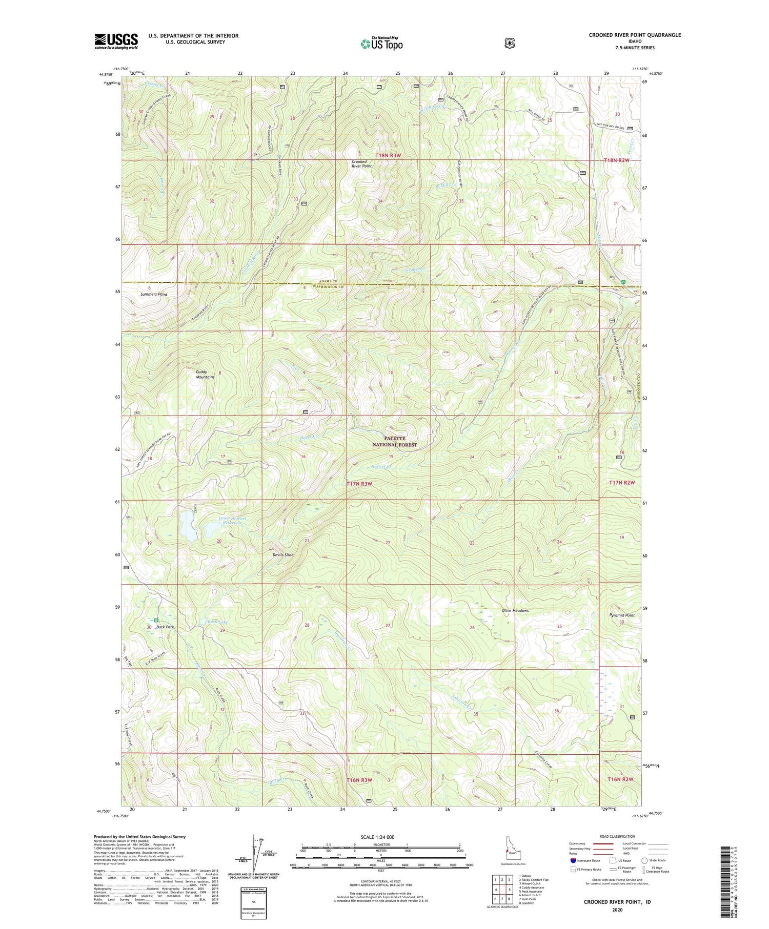 Crooked River Point Idaho US Topo Map Image