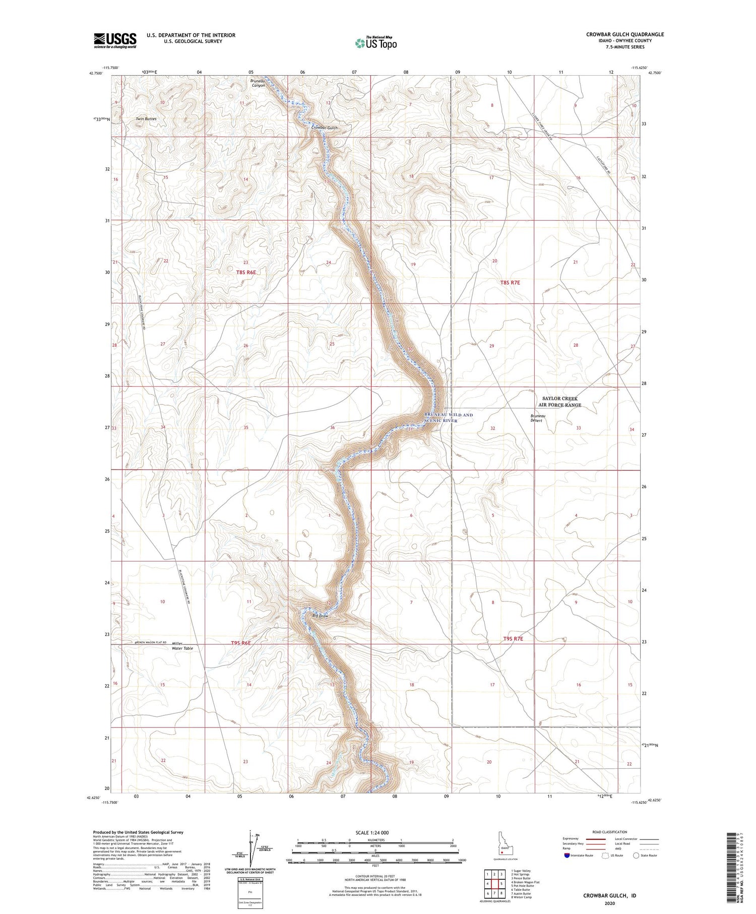 Crowbar Gulch Idaho US Topo Map Image