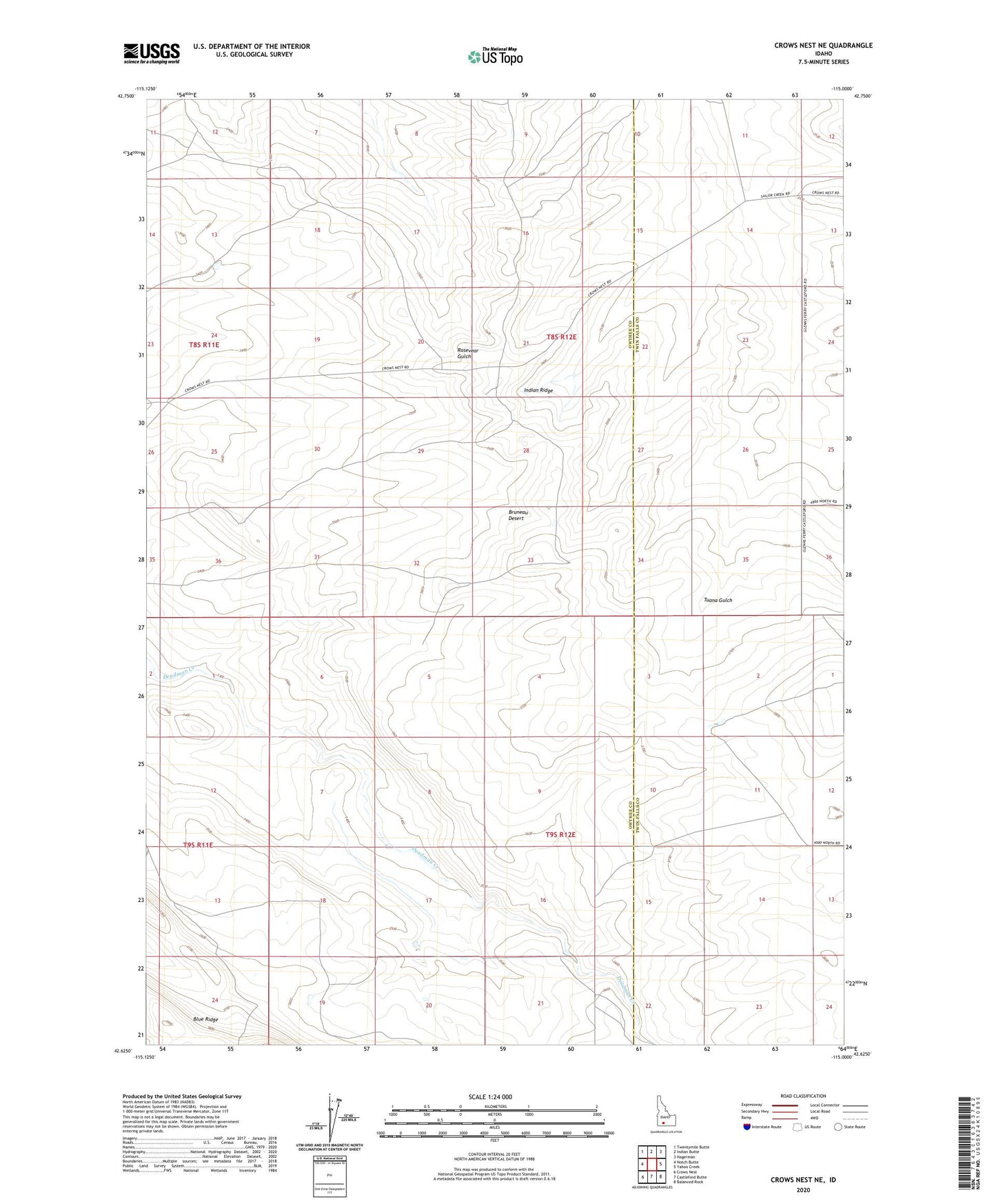 Crows Nest NE Idaho US Topo Map Image