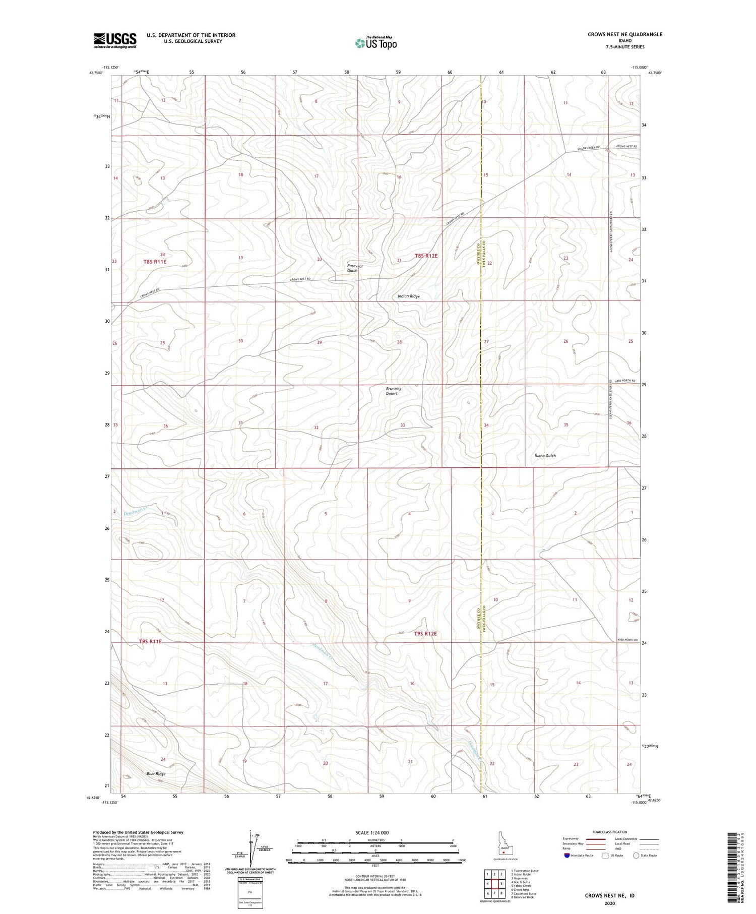 Crows Nest NE Idaho US Topo Map Image
