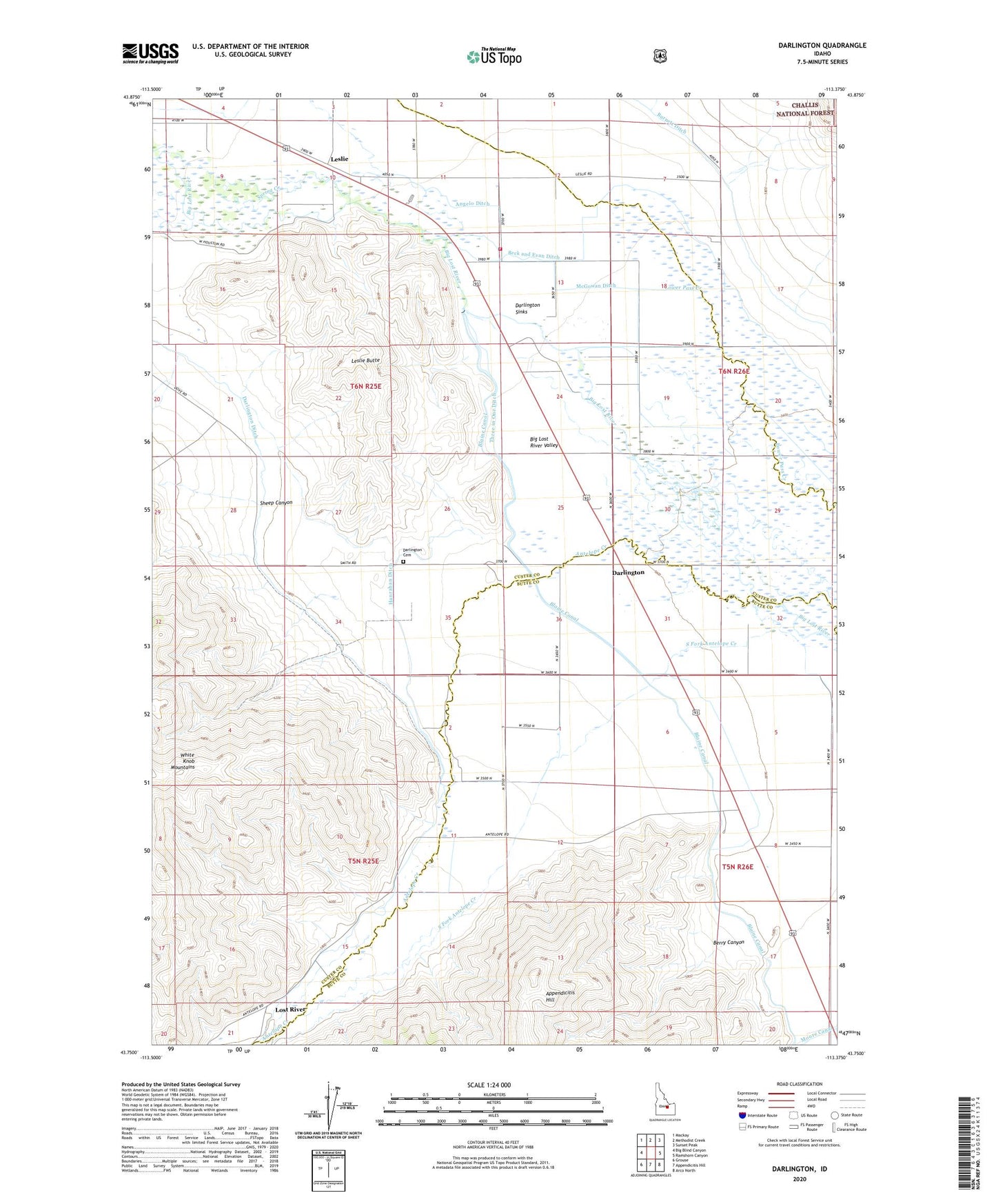 Darlington Idaho US Topo Map Image
