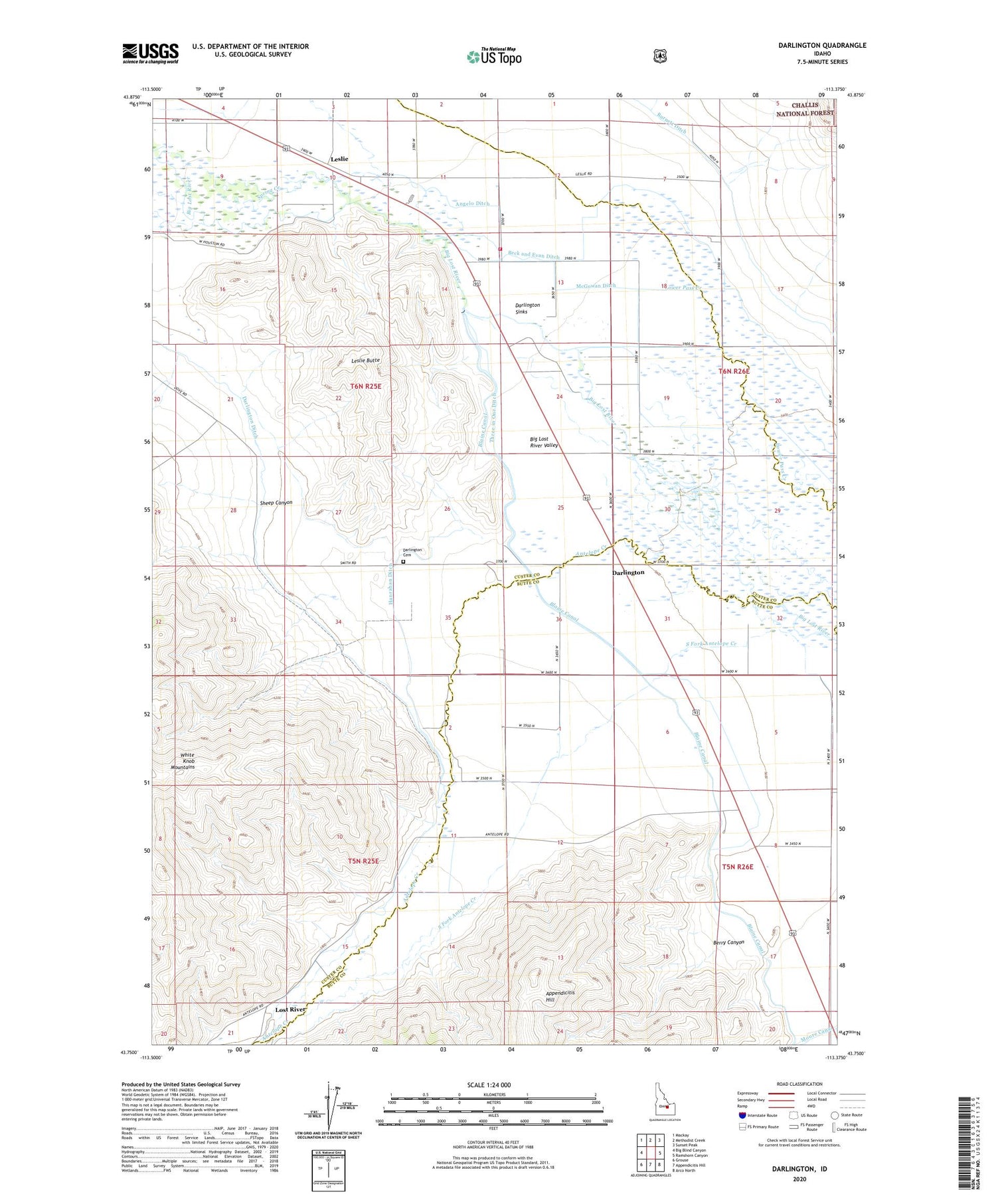 Darlington Idaho US Topo Map Image