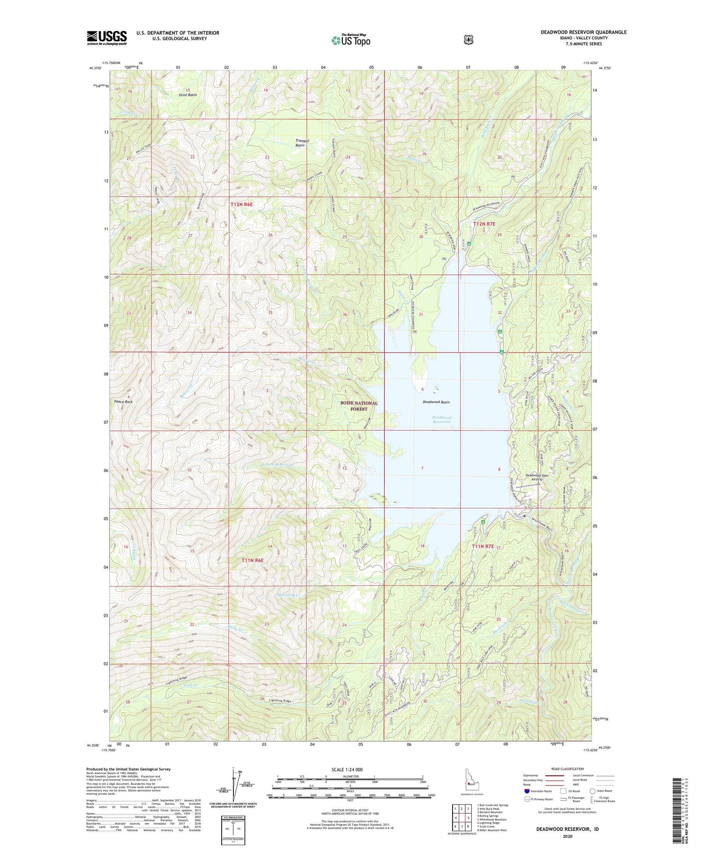 Deadwood Reservoir Idaho US Topo Map Image