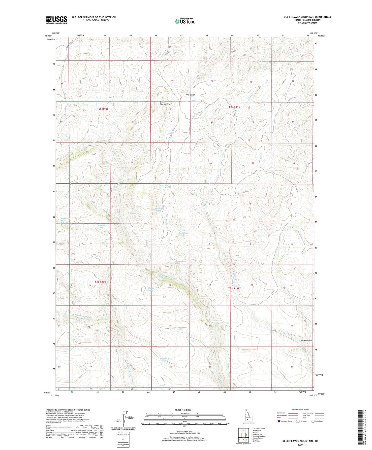 Deer Heaven Mountain Idaho US Topo Map Image