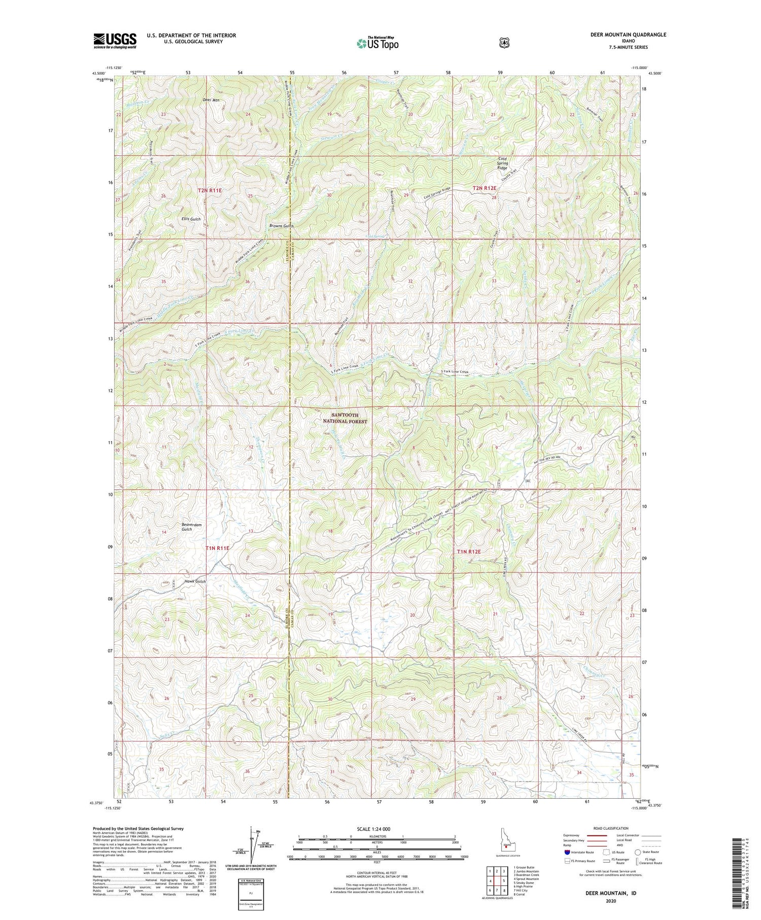 Deer Mountain Idaho US Topo Map Image