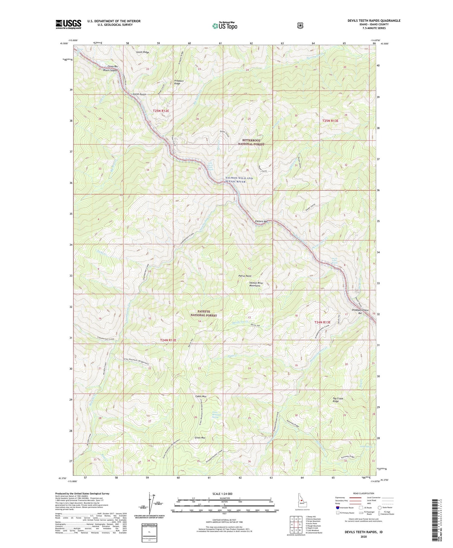 Devils Teeth Rapids Idaho US Topo Map Image