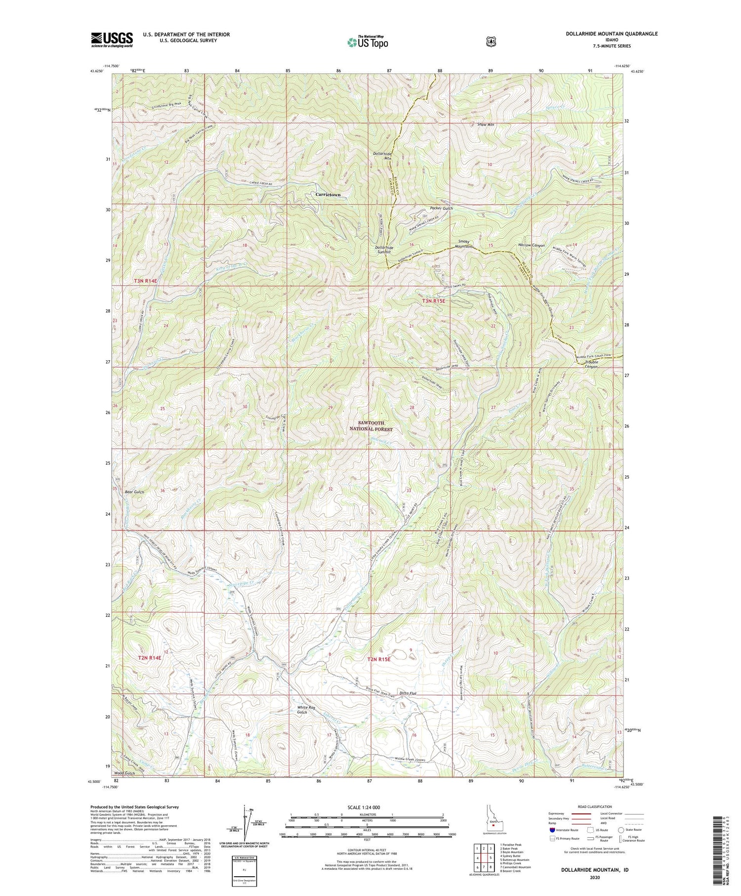 Dollarhide Mountain Idaho US Topo Map Image