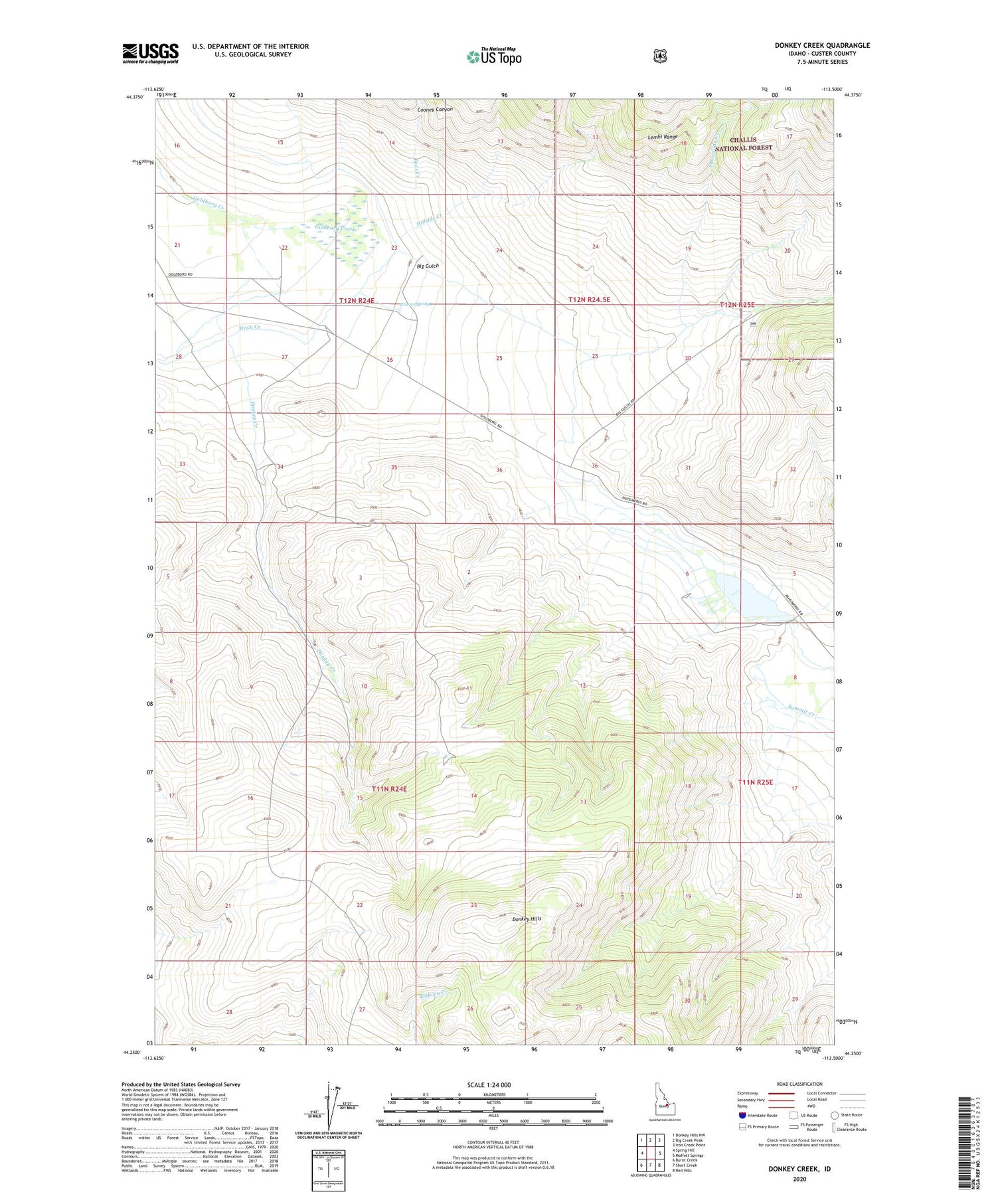 Donkey Creek Idaho US Topo Map Image