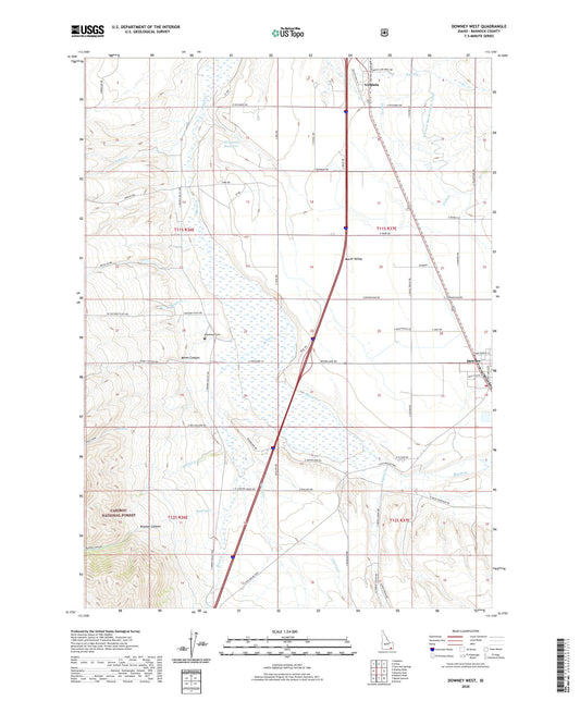 Downey West Idaho US Topo Map Image