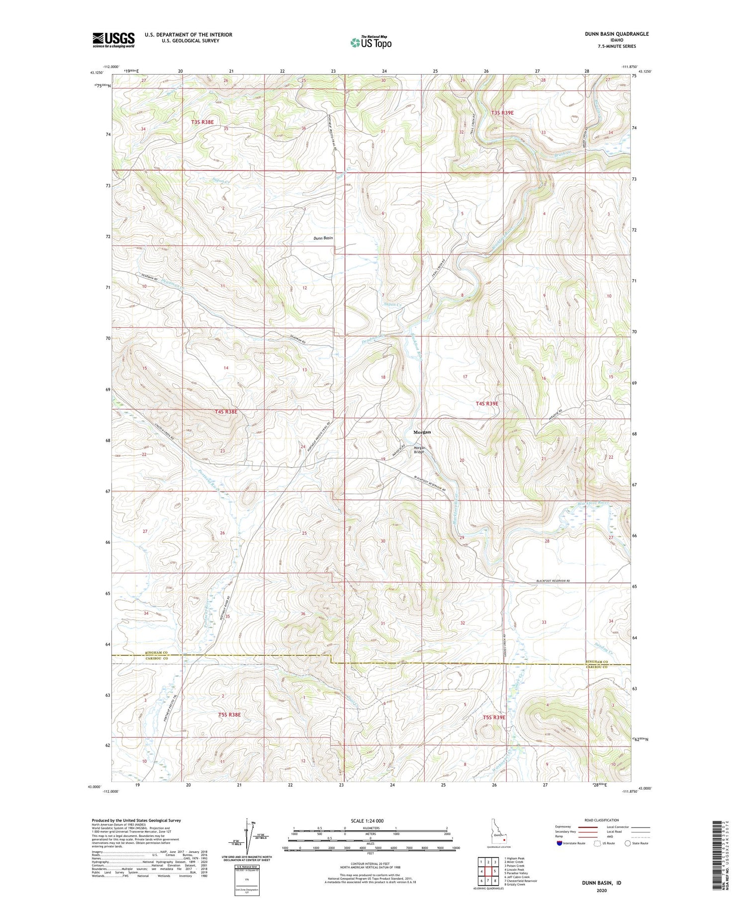 Dunn Basin Idaho US Topo Map Image