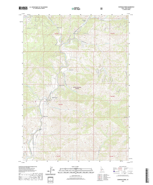 Dunnigan Creek Idaho US Topo Map Image
