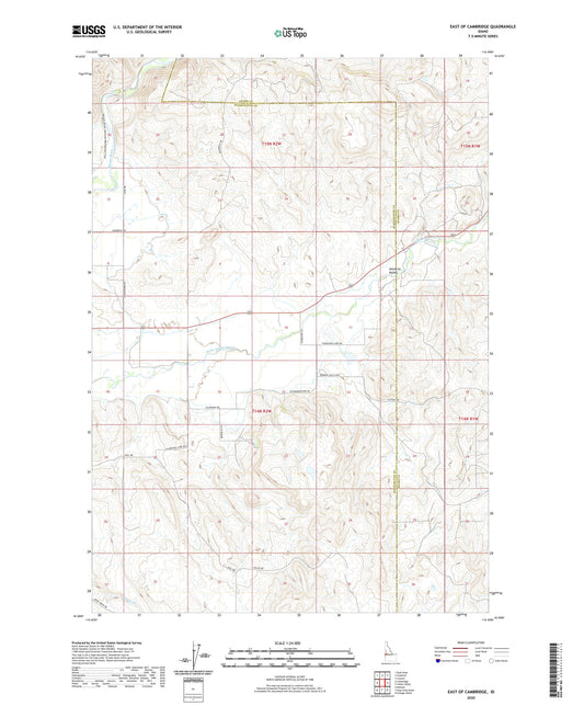 East of Cambridge Idaho US Topo Map Image
