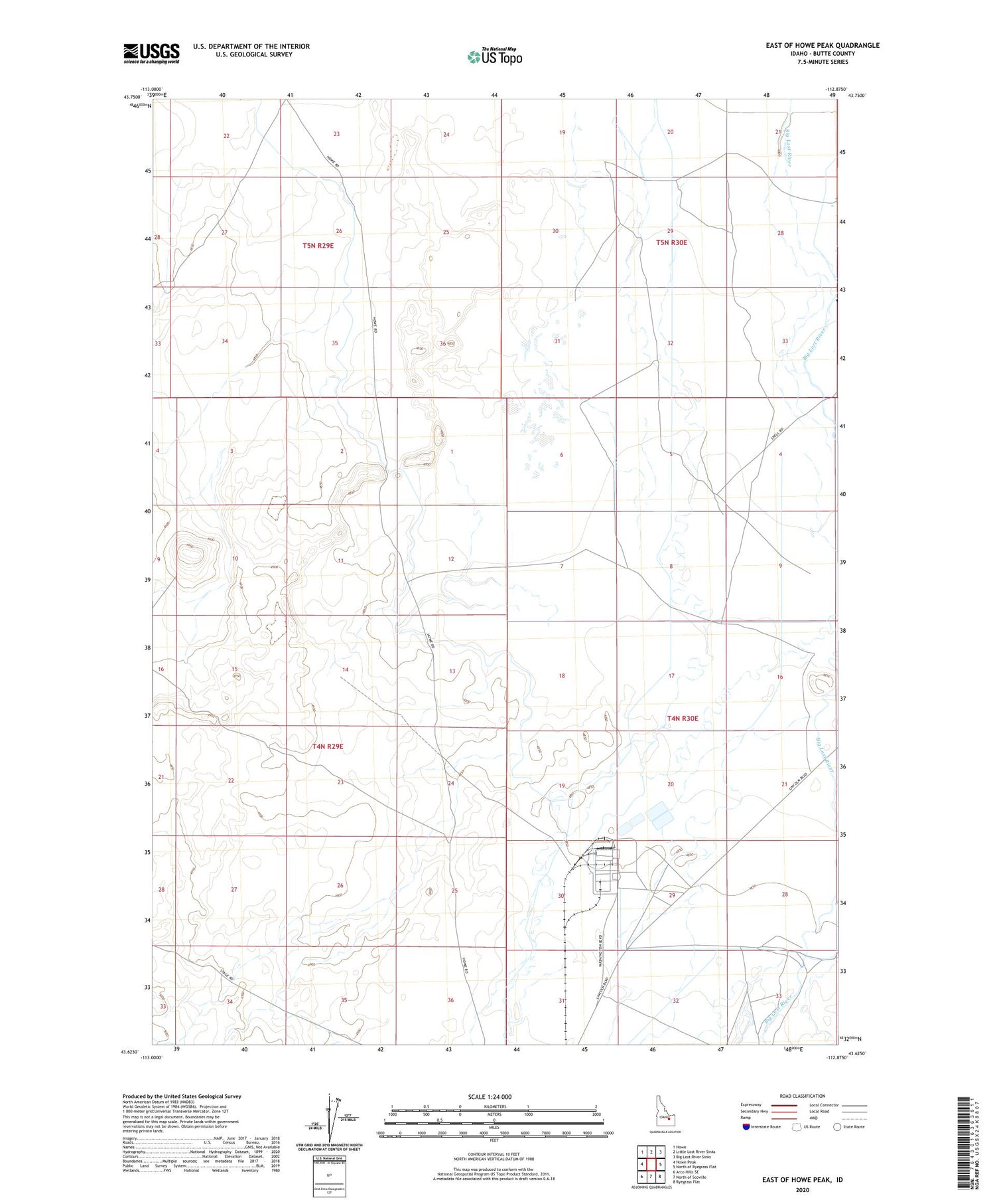 East of Howe Peak Idaho US Topo Map Image
