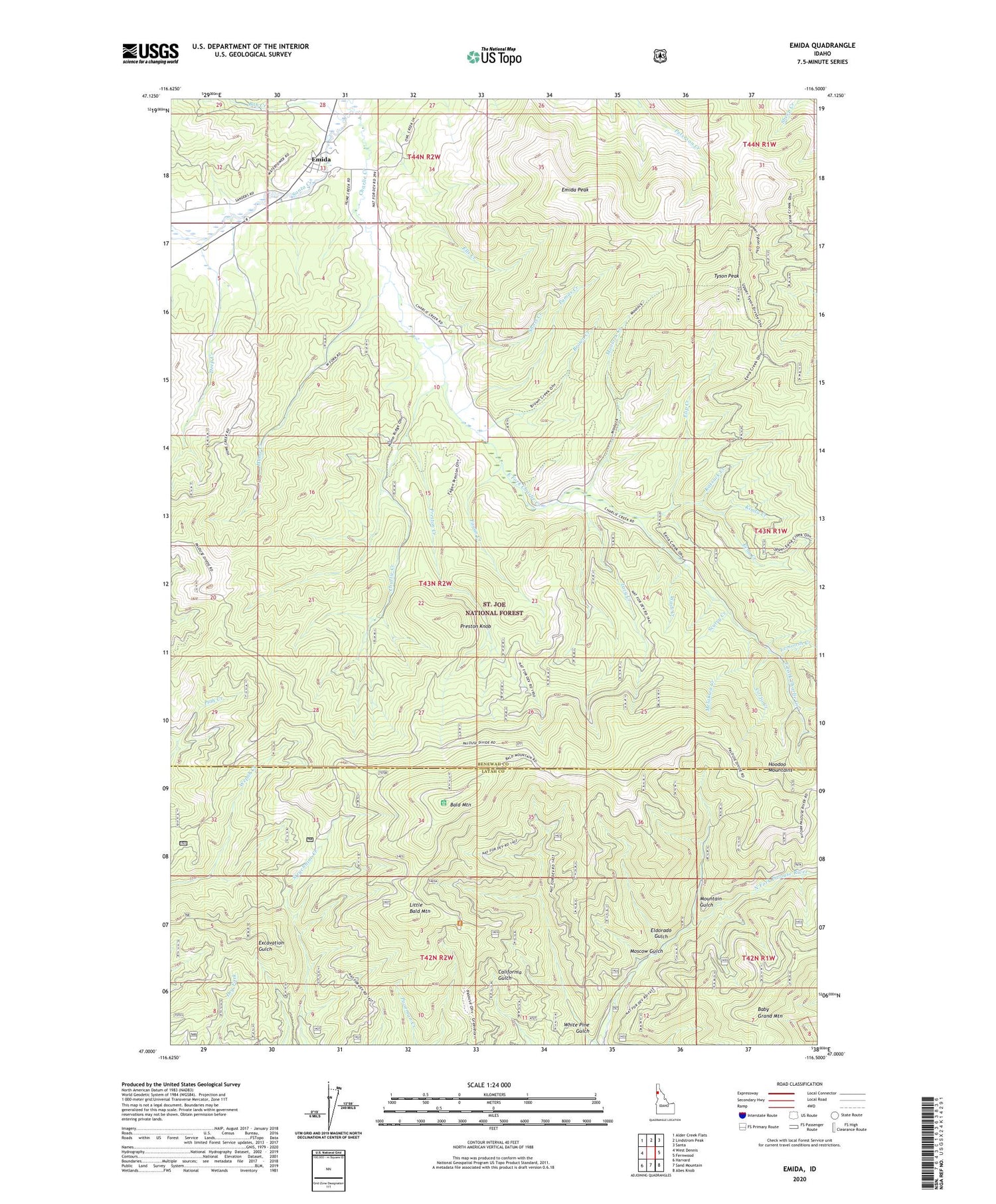 Emida Idaho US Topo Map Image