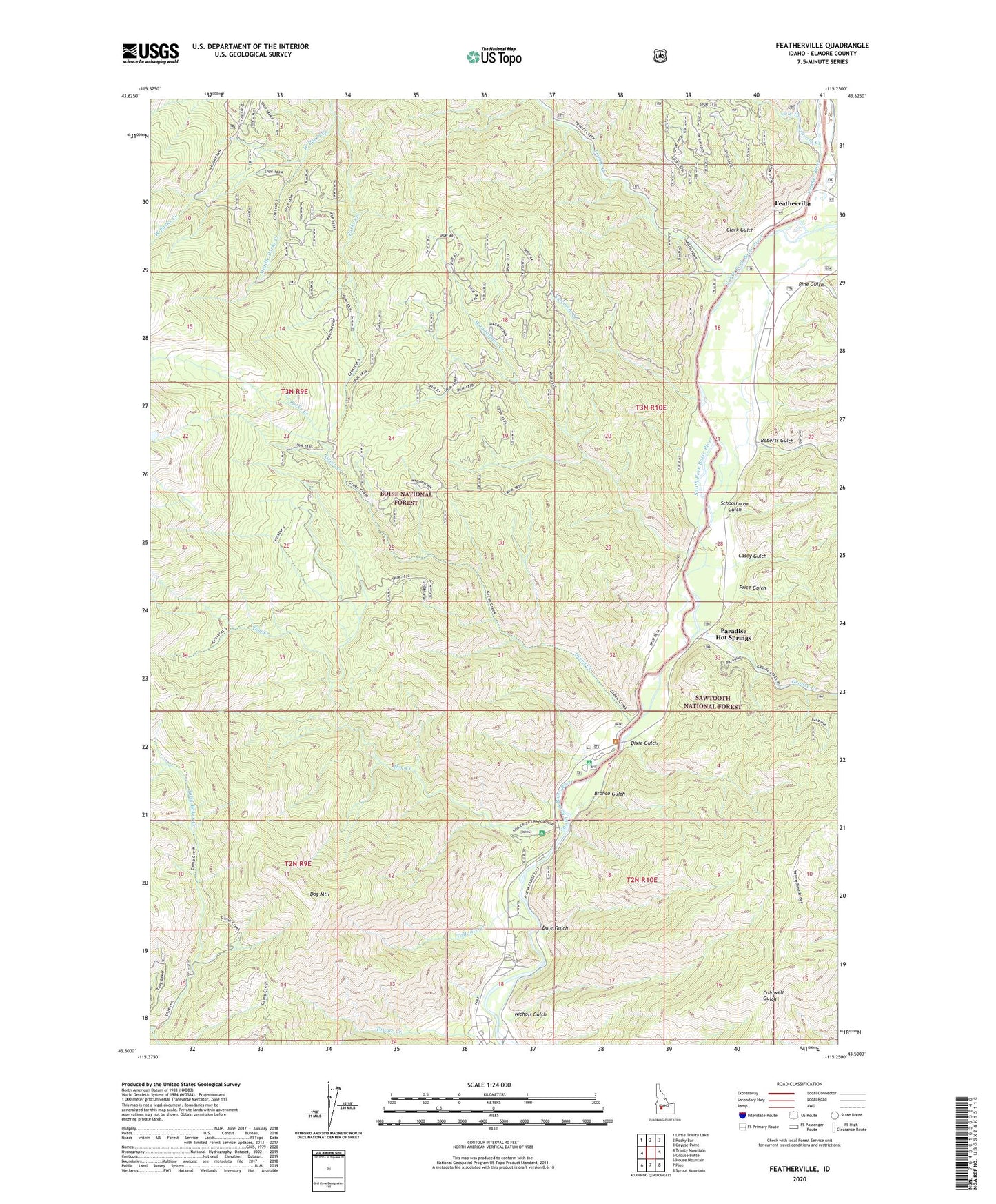 Featherville Idaho US Topo Map Image