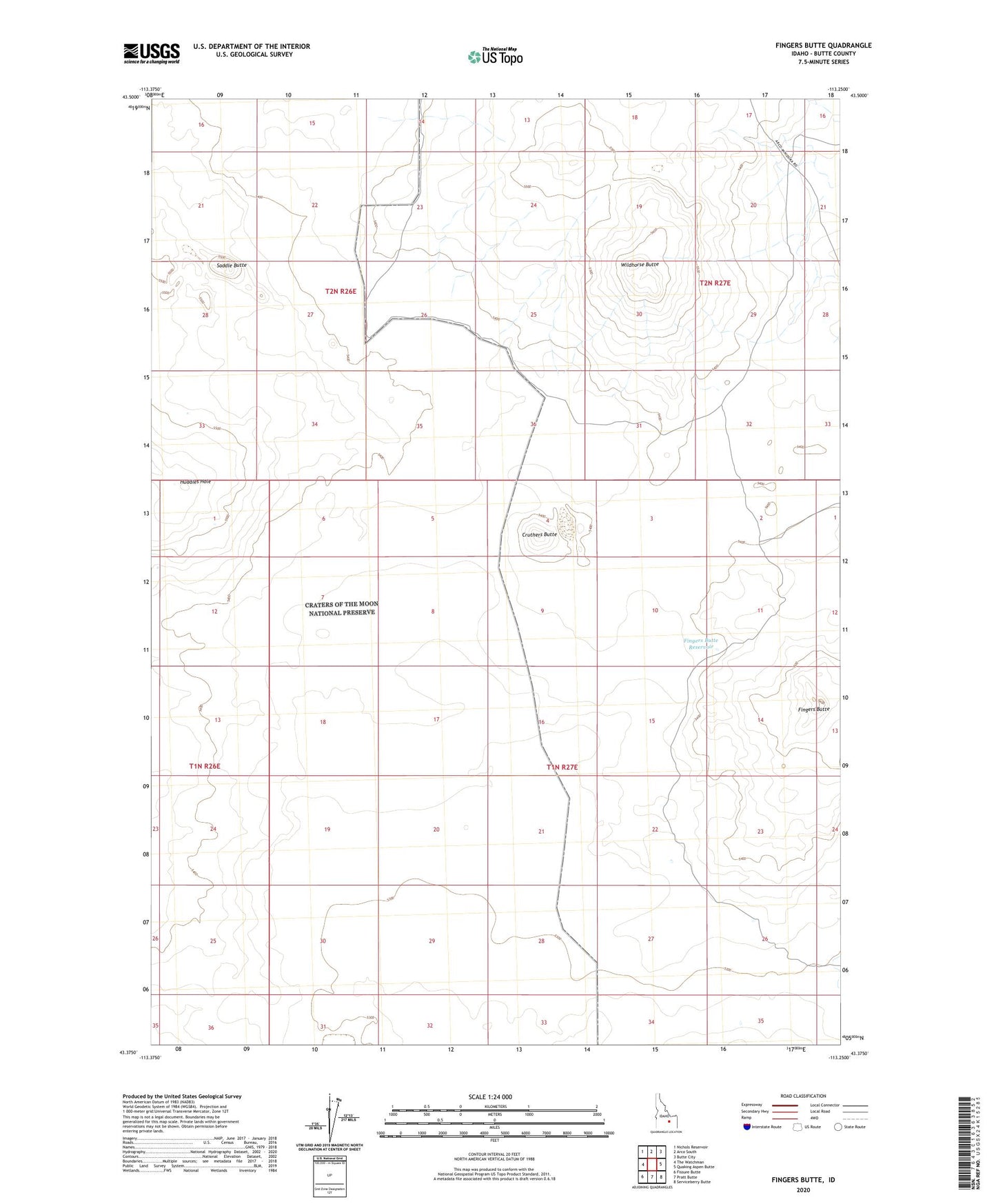 Fingers Butte Idaho US Topo Map Image