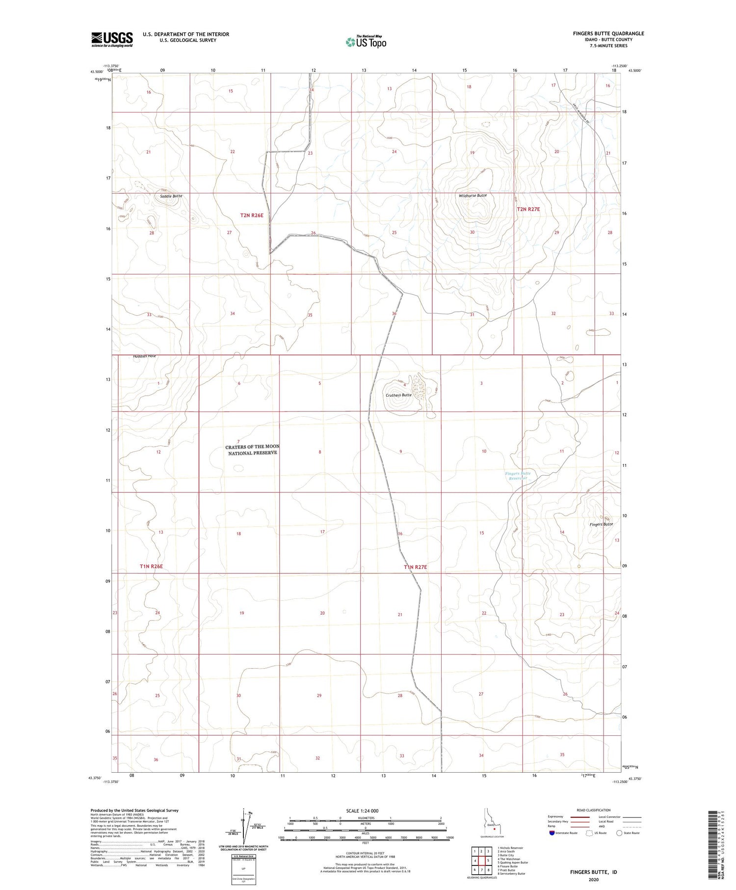 Fingers Butte Idaho US Topo Map Image