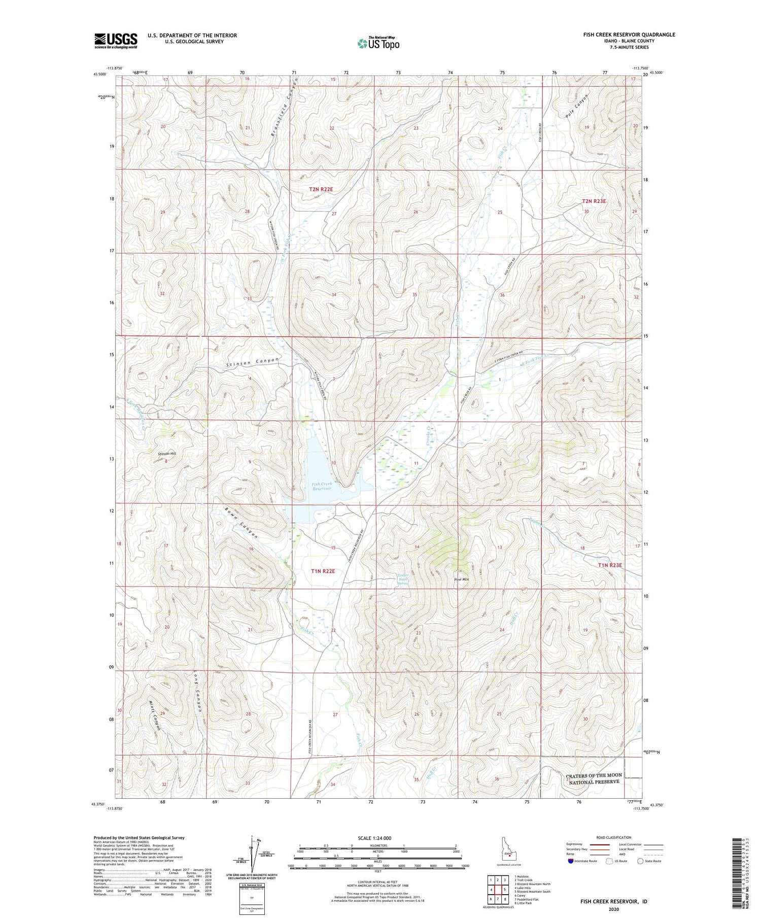 Fish Creek Reservoir Idaho US Topo Map Image
